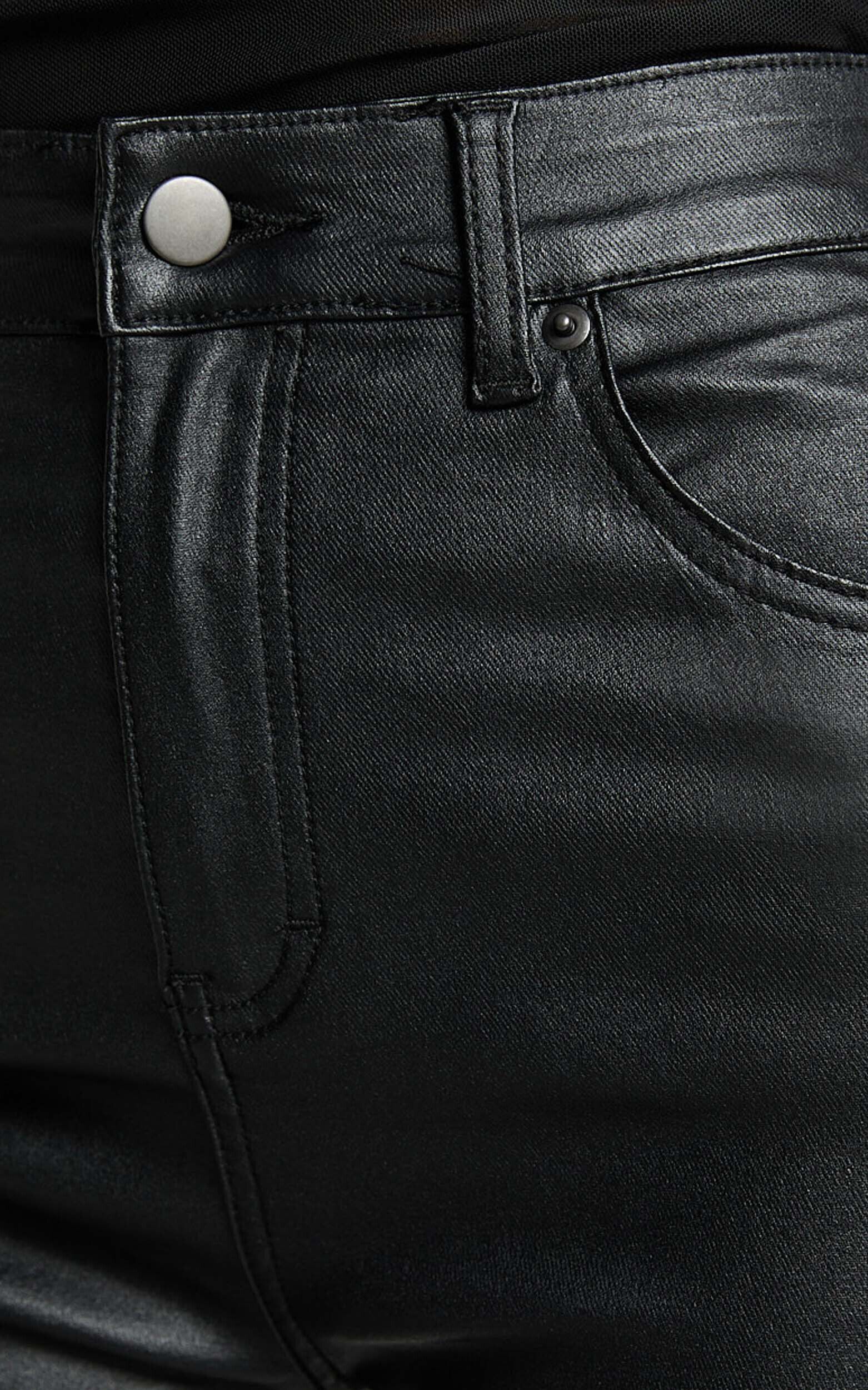 Whinnie Jeans - High Waist Skinny Coated Denim Jeans in Black