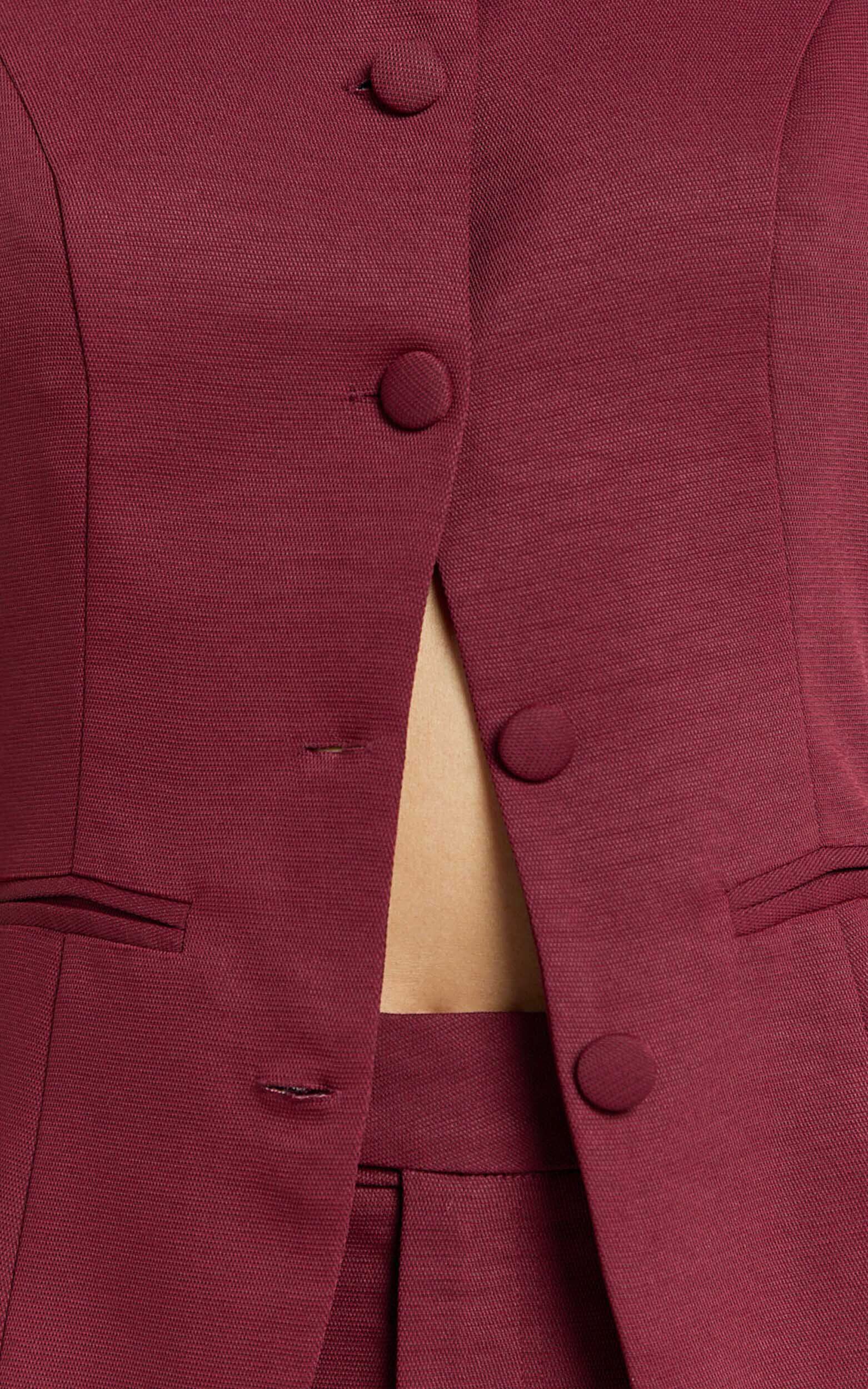 Torah Top - Crew Neck Long Line Vest Top in Burgundy