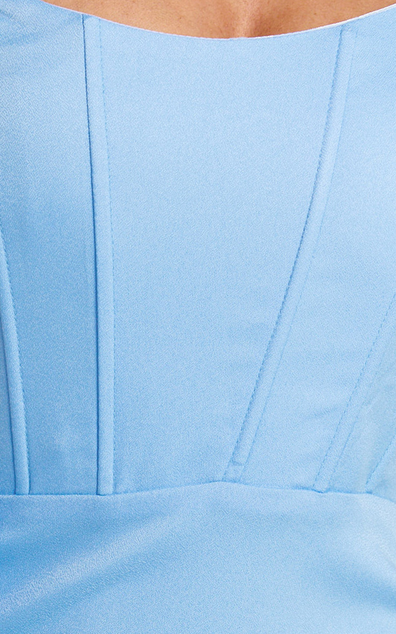 Amalie The Label - Valencia One Shoulder Ruffle Detail Mini Dress in Sky Blue