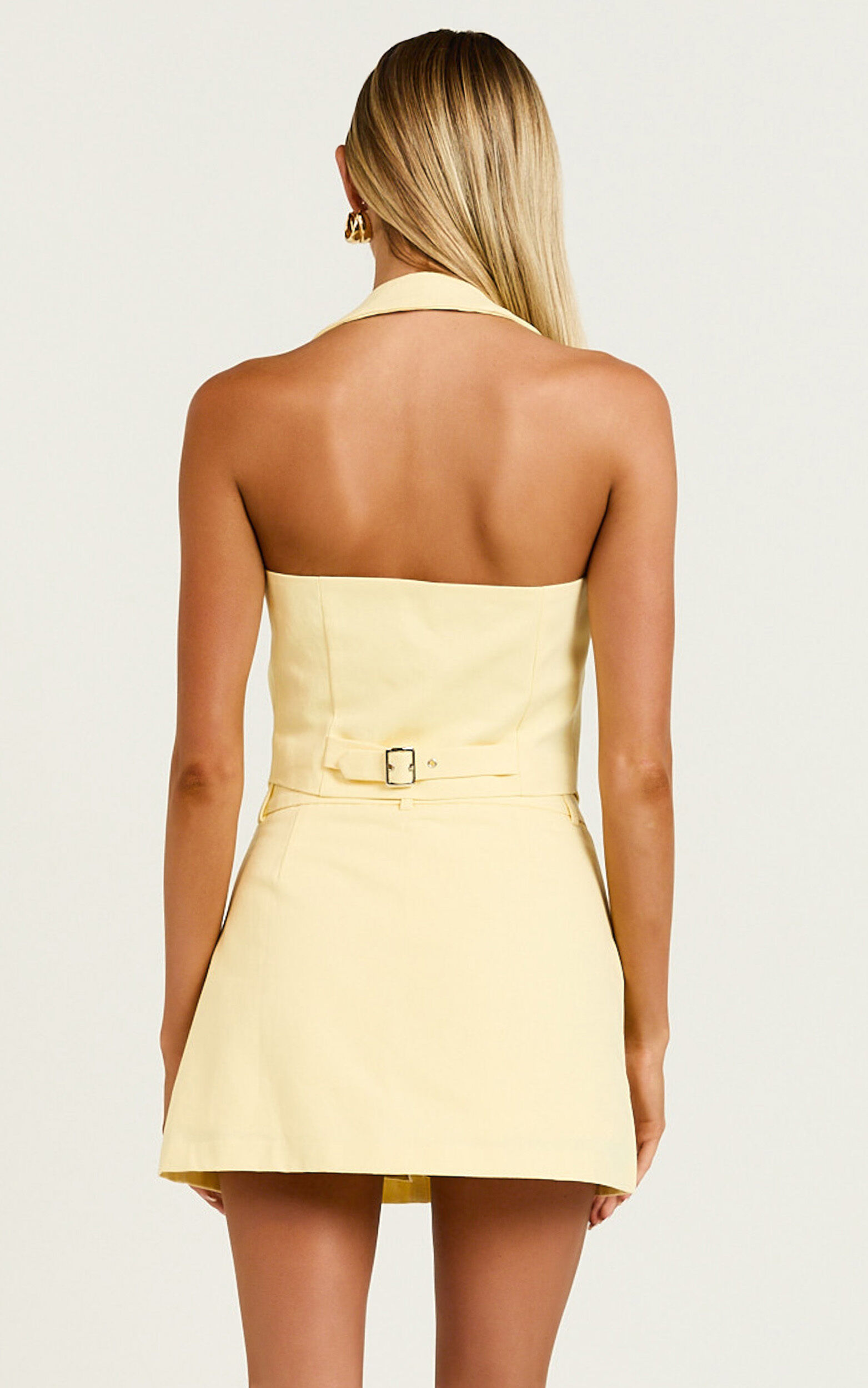 Virginia Skort - Mid Waisted Tailored Skort in Pastel Yellow