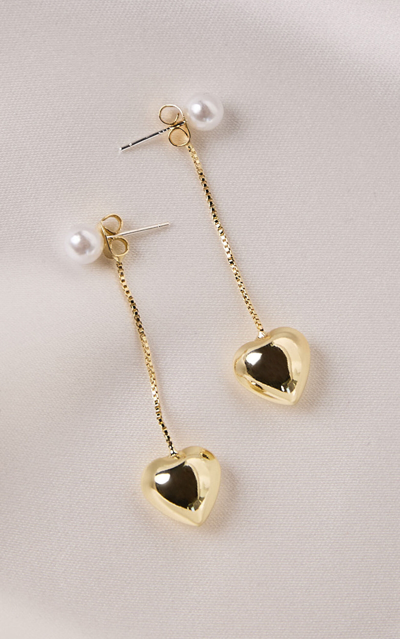Bella Earrings - Drop Heart Pendant Earrings in Gold