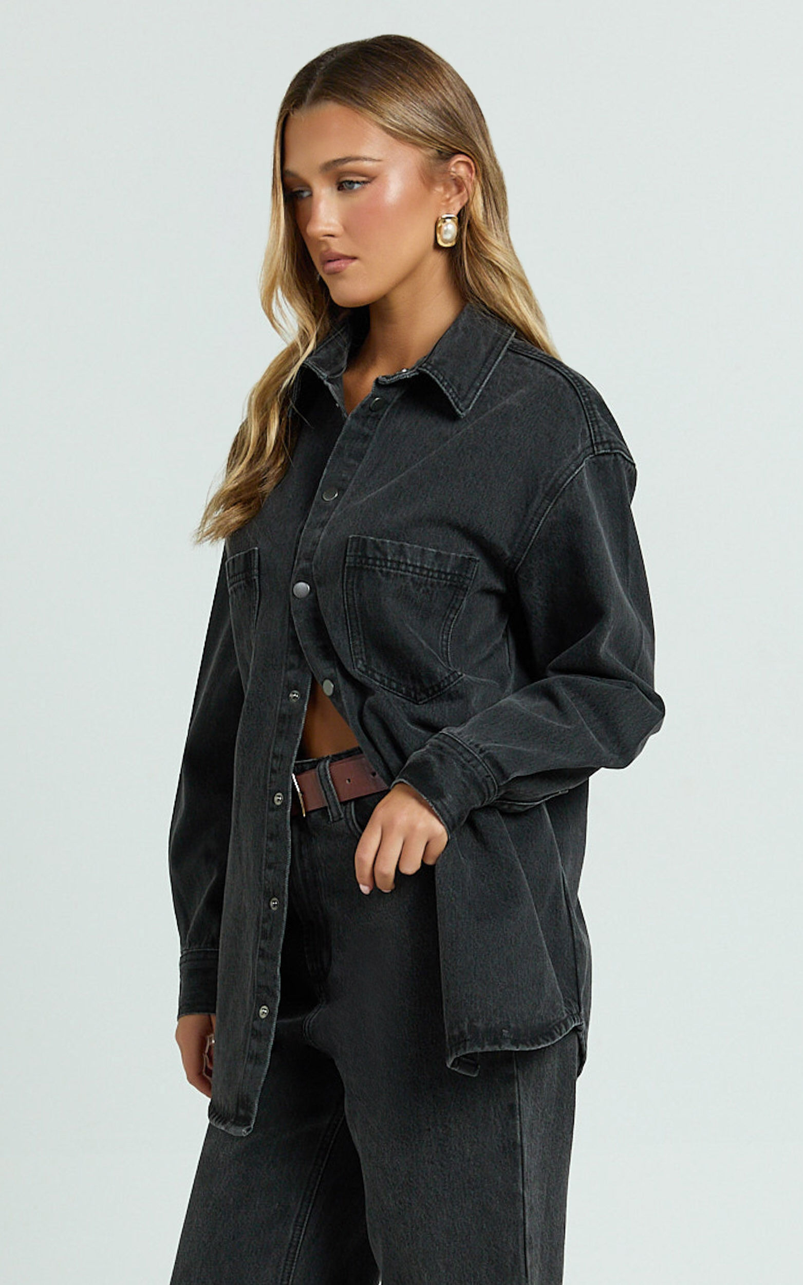 Faharra Shirt - Recycled Cotton Denim Shirt in Black