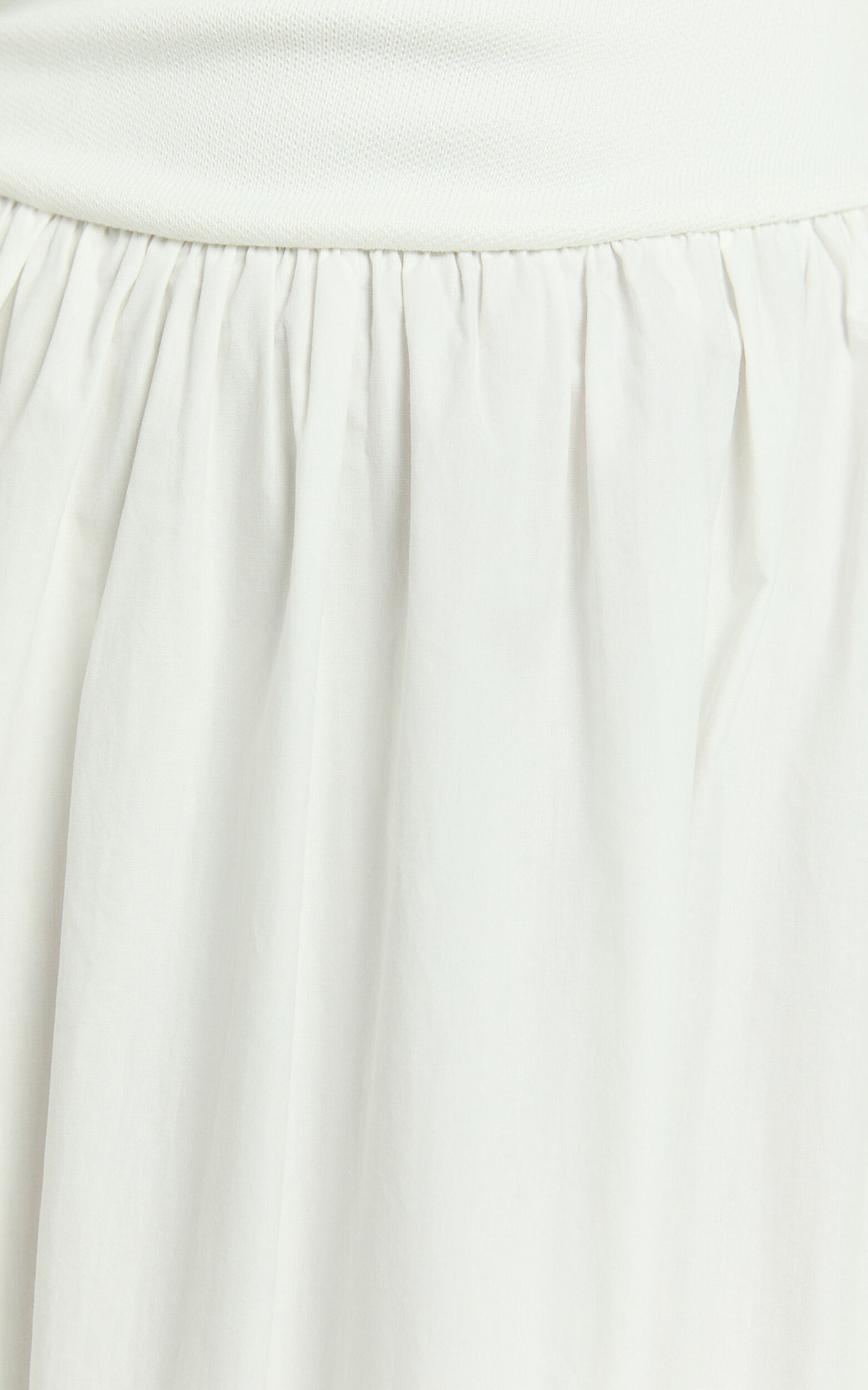 Murphy Midi Dress - Scoop Neck Straight Drop Waist Gathered Skirt Knit And Poplin Dress in White