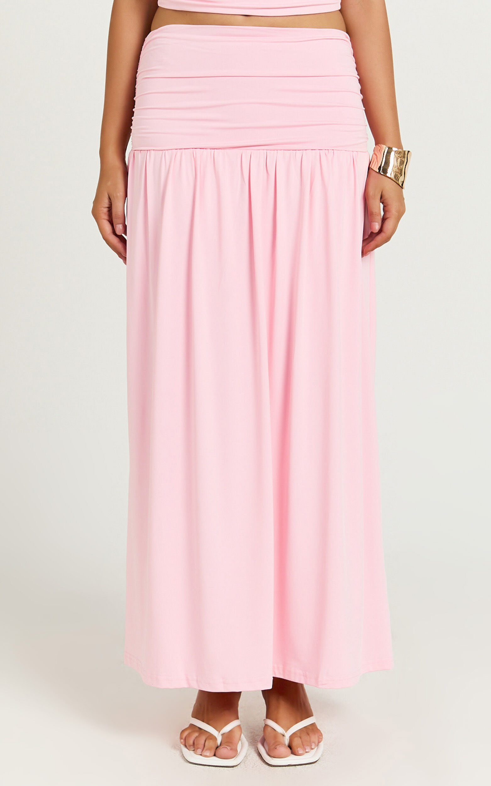 Nancy Maxi Skirt - Gathered Waist Skirt in Pink