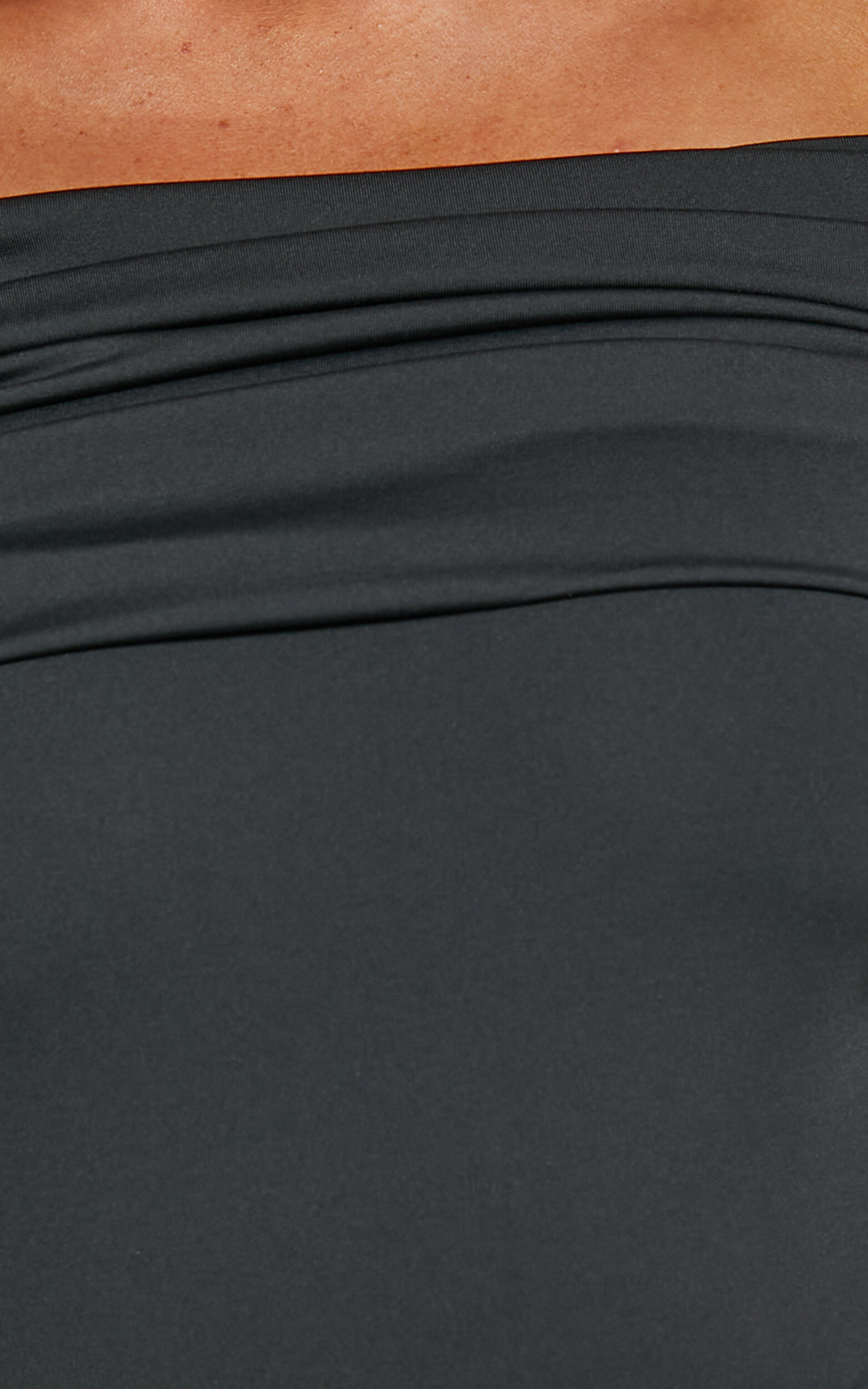 Ermalen Bodysuit - Folded Off Shoulder Long Sleeve Bodysuit in Black