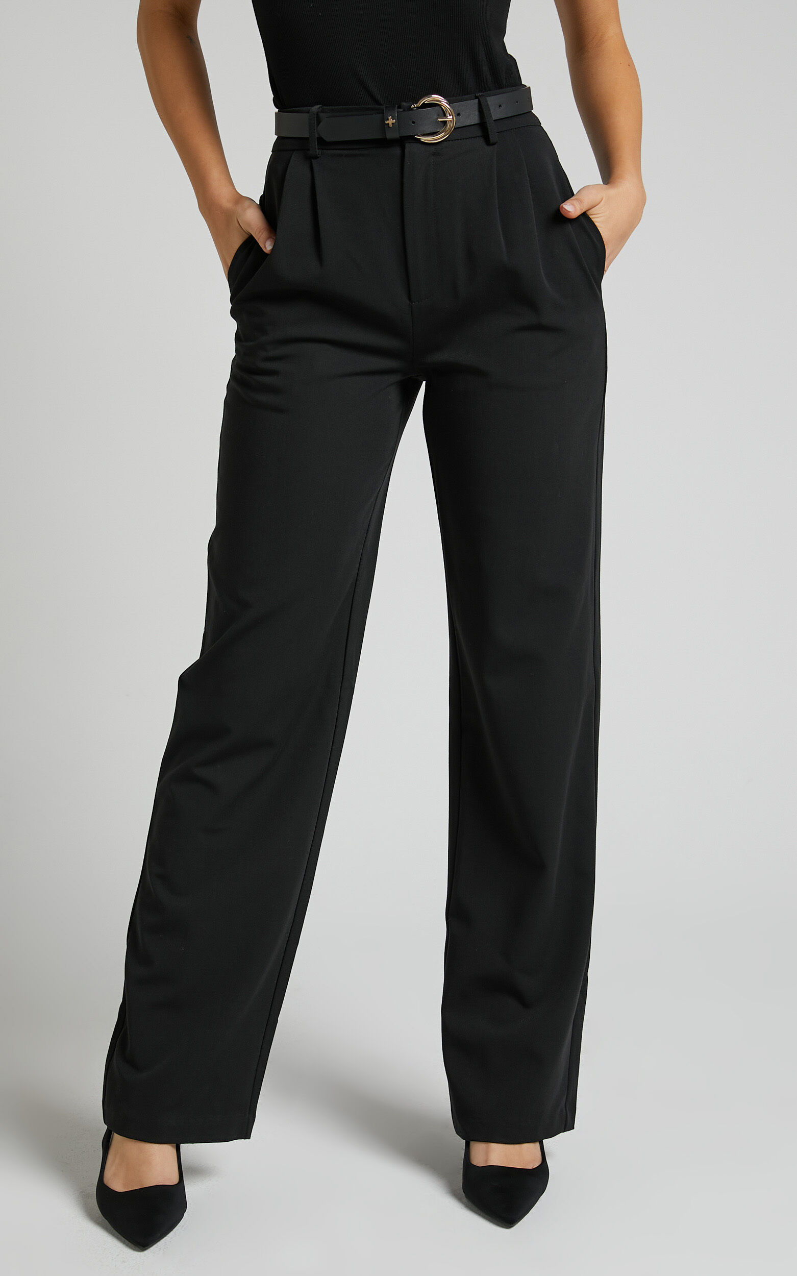 Lorcan Pants - High Waisted Tailored Pants in Black