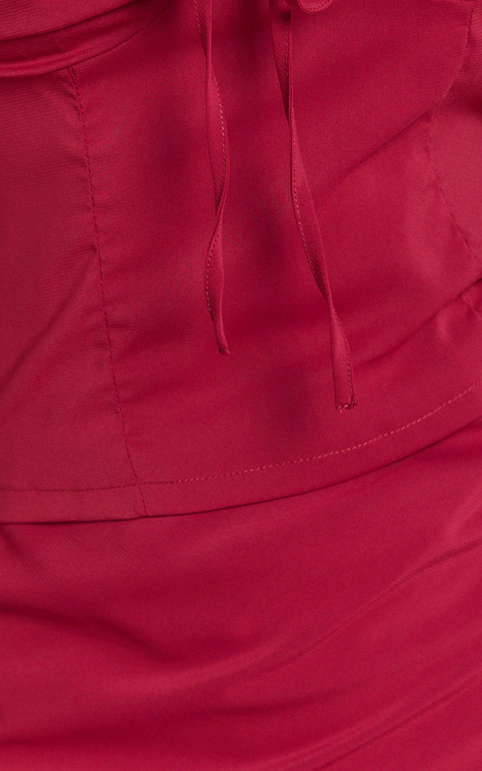 Clare Top - Gathered Front Bow Strappy Crop Top in Cherry Red