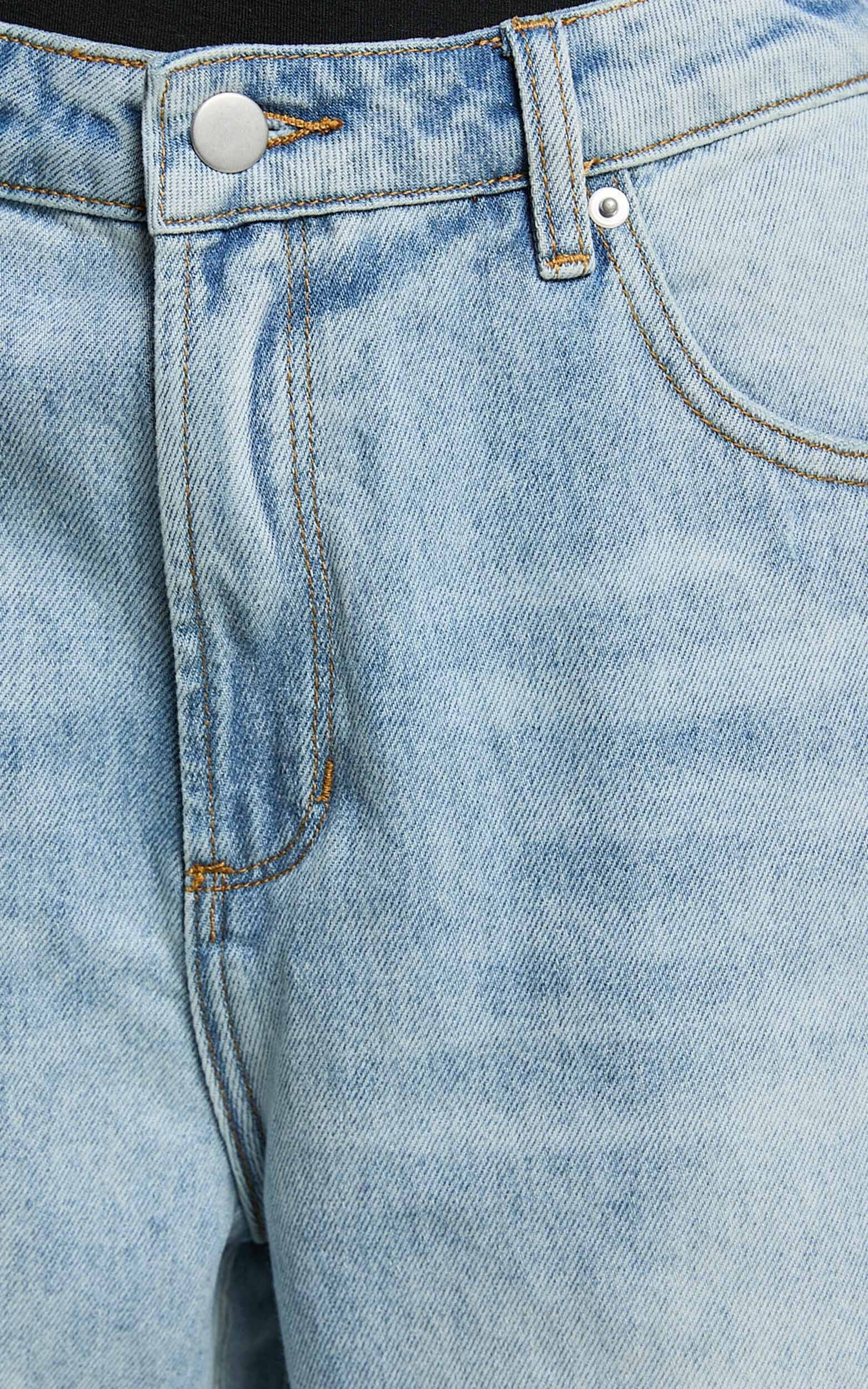 Cate Jeans - Baggy High Waist Ripped Wide Leg Recycled Denim Jeans in Light Blue Wash