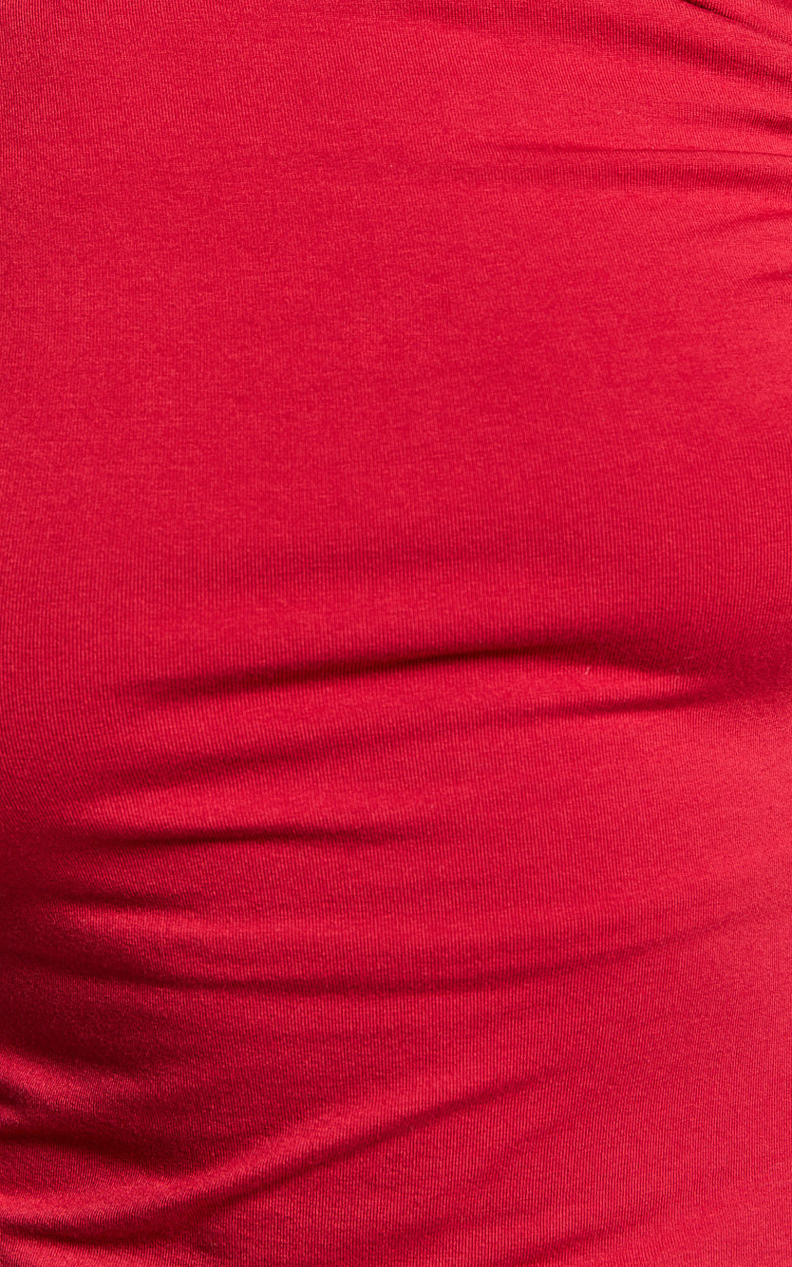 Jialeen Top - Off Shoulder Twist Asymmetrical Sleeve Top in Red