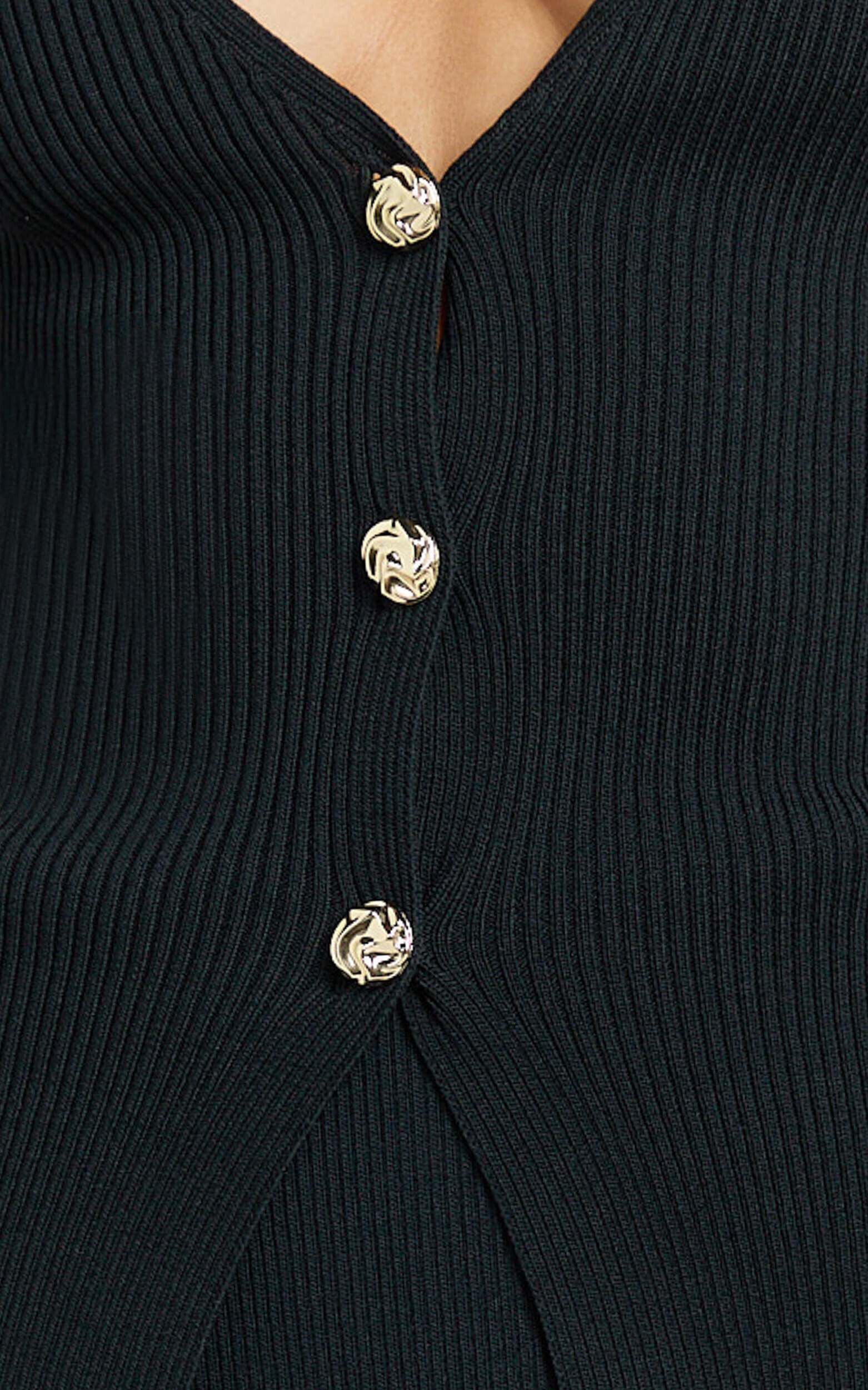 Sammy Two Piece Set - Knitted Deep V Vest and Mini Skirt Set in Black