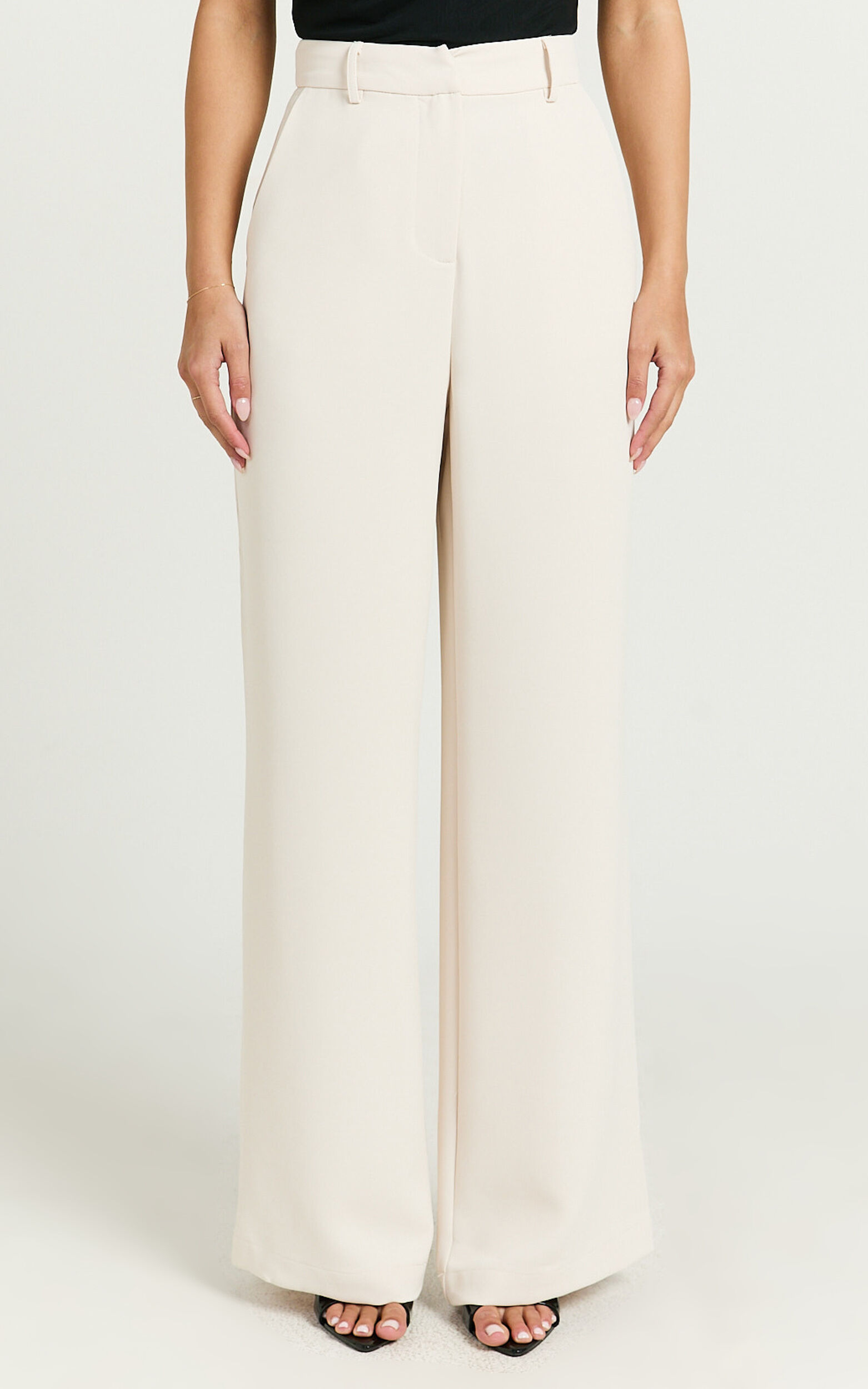 Bonnie Pants - High Waisted Tailored Wide Leg Pants in Bone