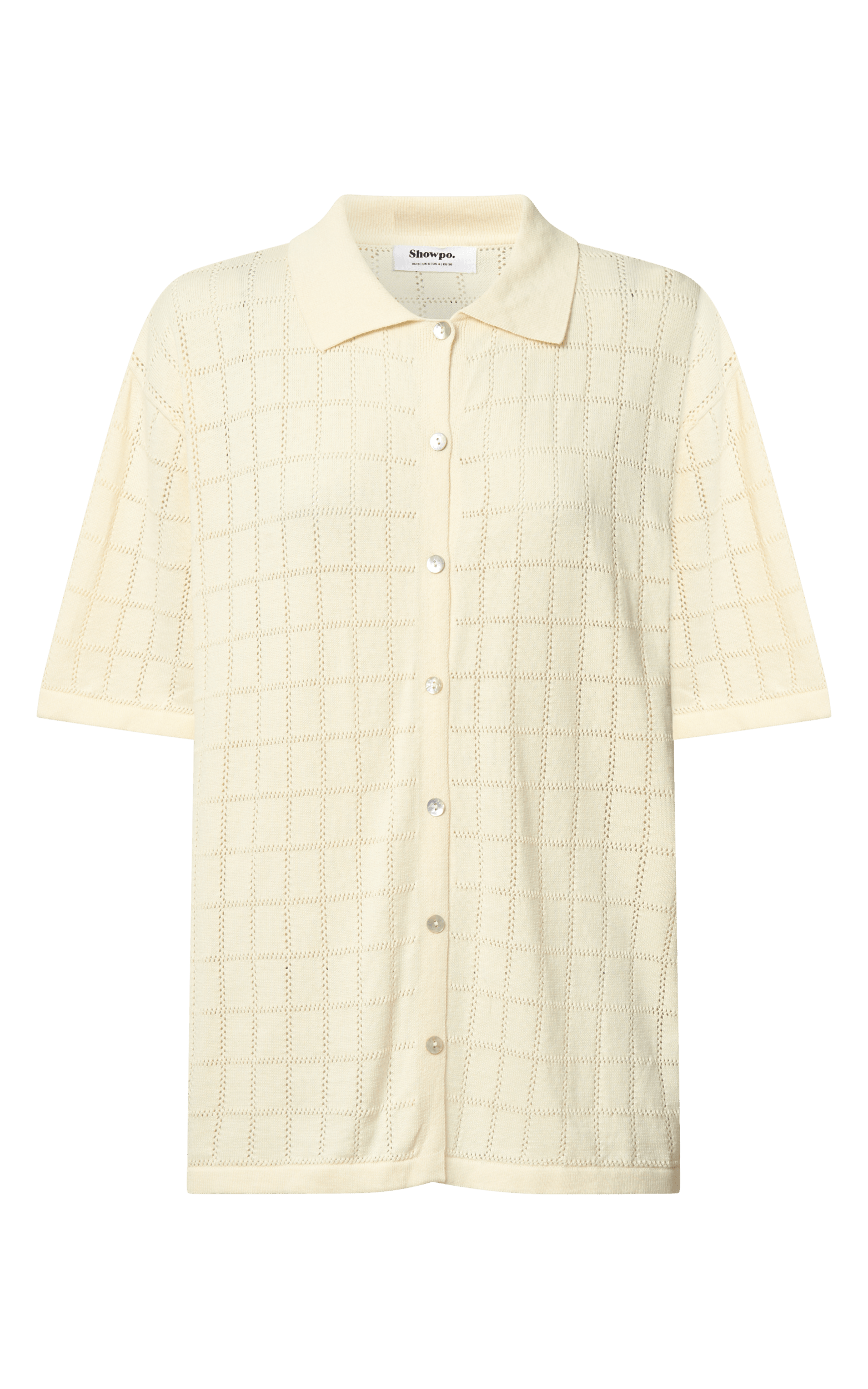 Tommy Two Piece Set - Knit Button Through Top and Pants Two Piece Set in Cream