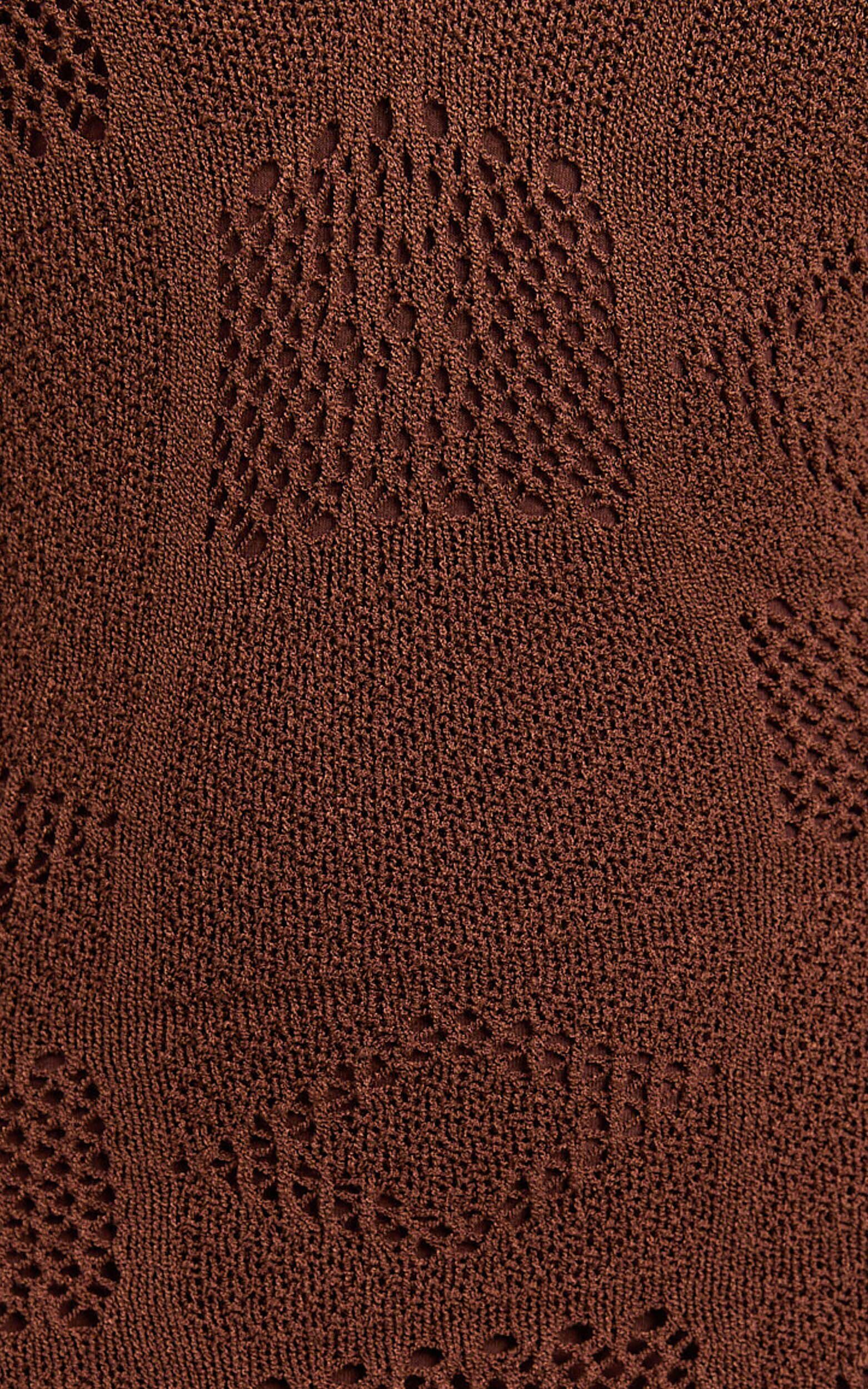 Taylor Midi Dress - Crochet Knit Scoop Neck Dress in Chocolate