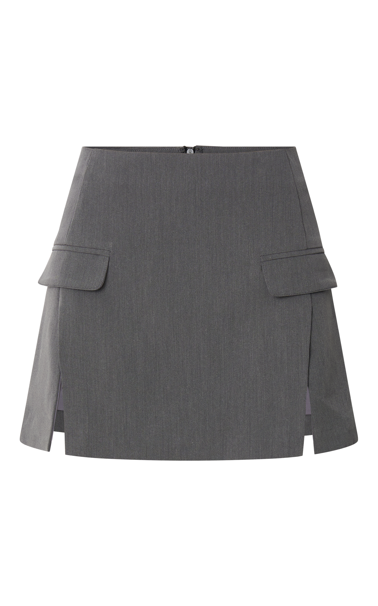 Lois Mini Skirt - Pocket Split Workwear Skirt in Grey