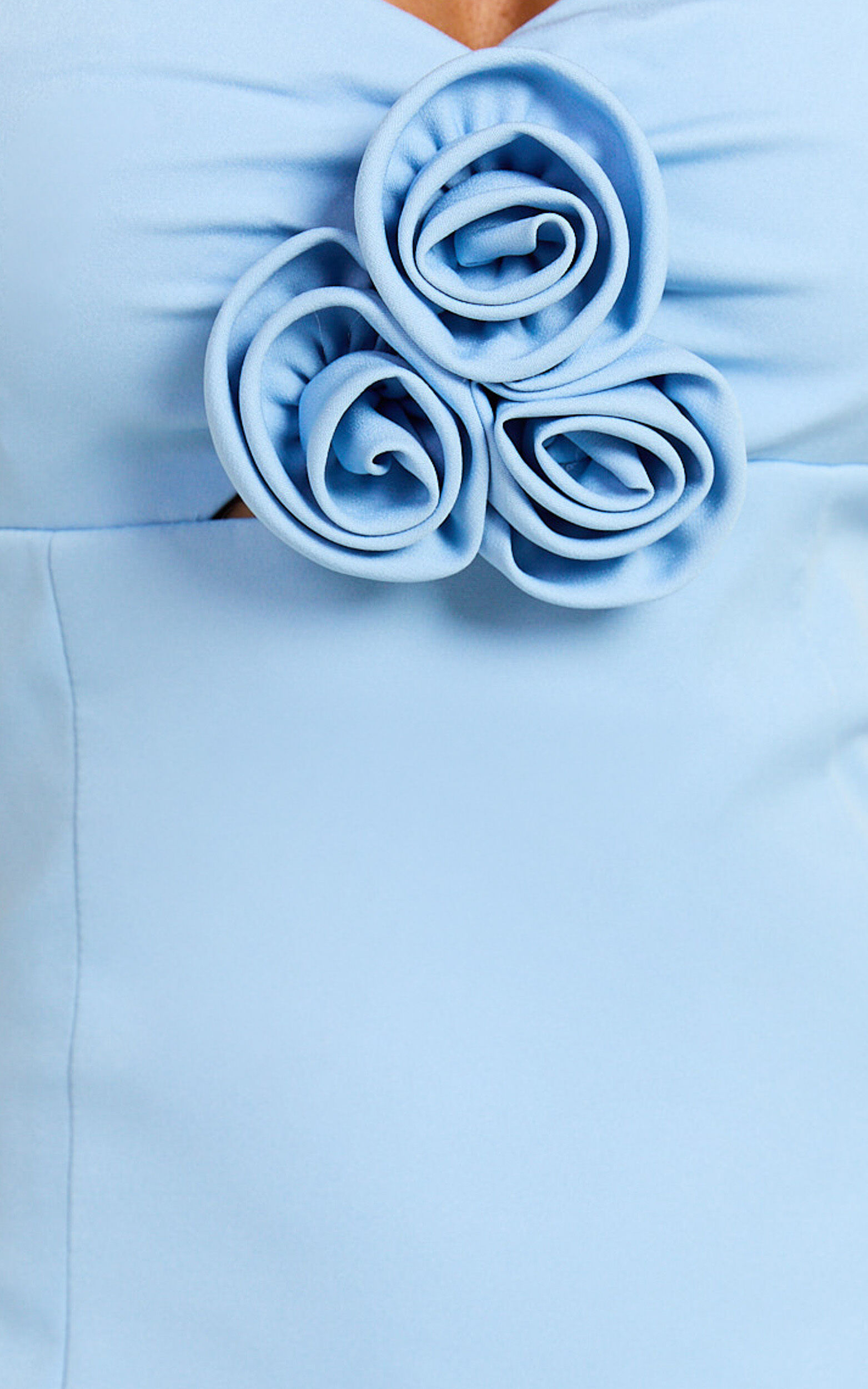 Odelle Mini Dress - Tulip Hem Cut Out 3D Floral Dress in Blue