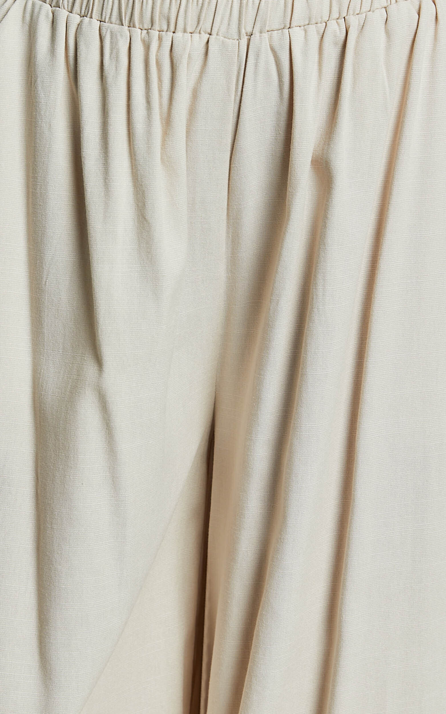 Tamara Pants - High Elasticated Waist Wide Leg Pants in Natural