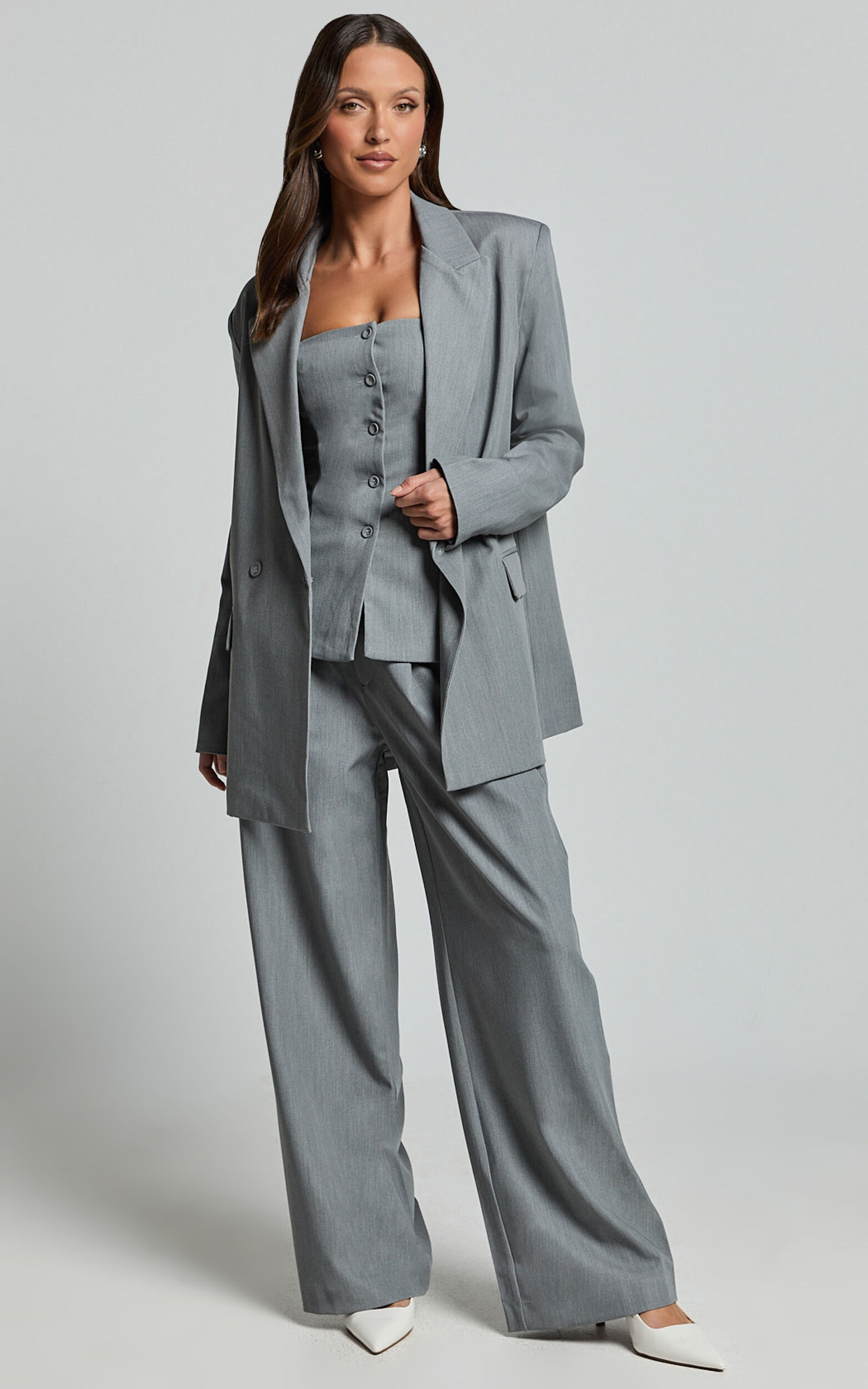 Hope Blazer - Oversized Double Breasted Blazer in Grey