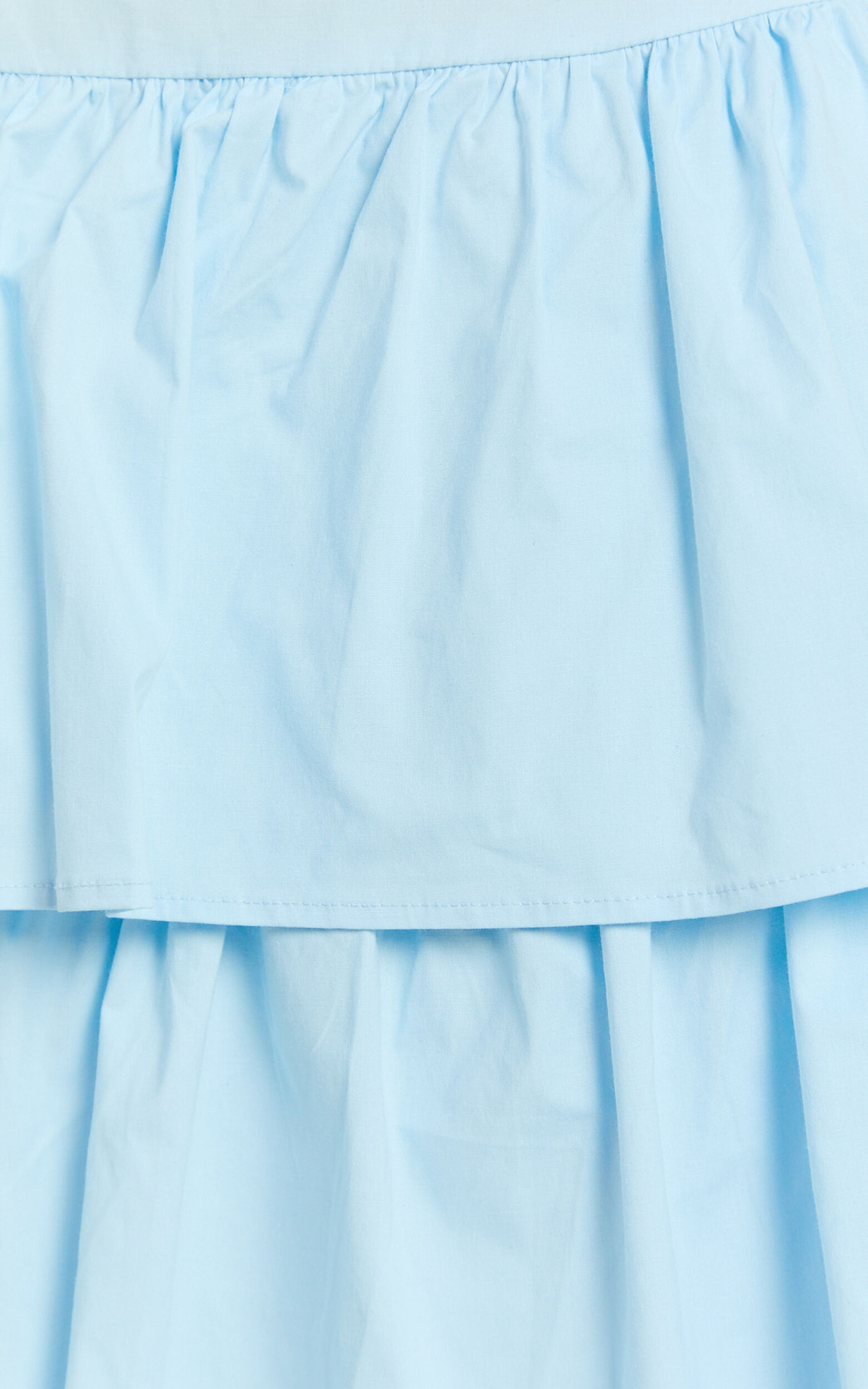 Kaycie Two Piece Set - One Shoulder Asymmetrical Ruched Top and Tiered Midi Skirt Set in Pale Blue