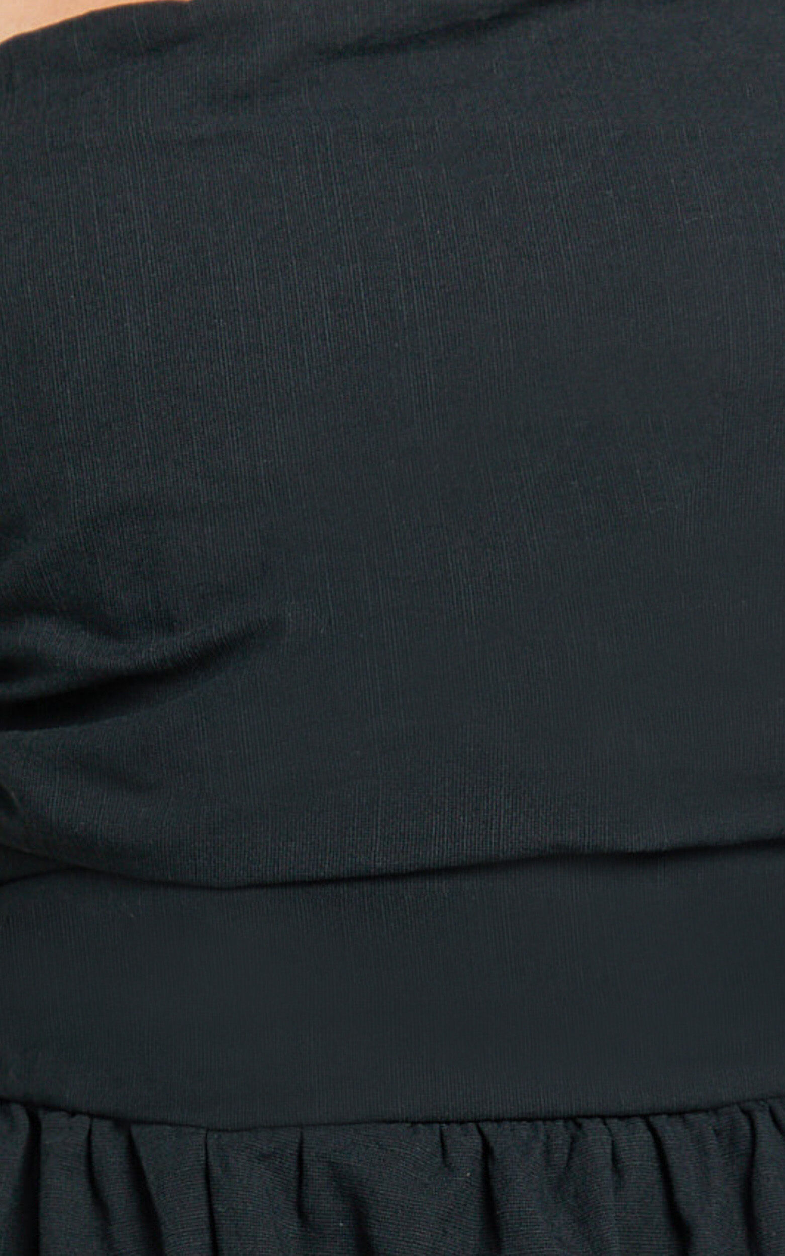 Polly Midi Dress - Strapless Ruched Dress in Black