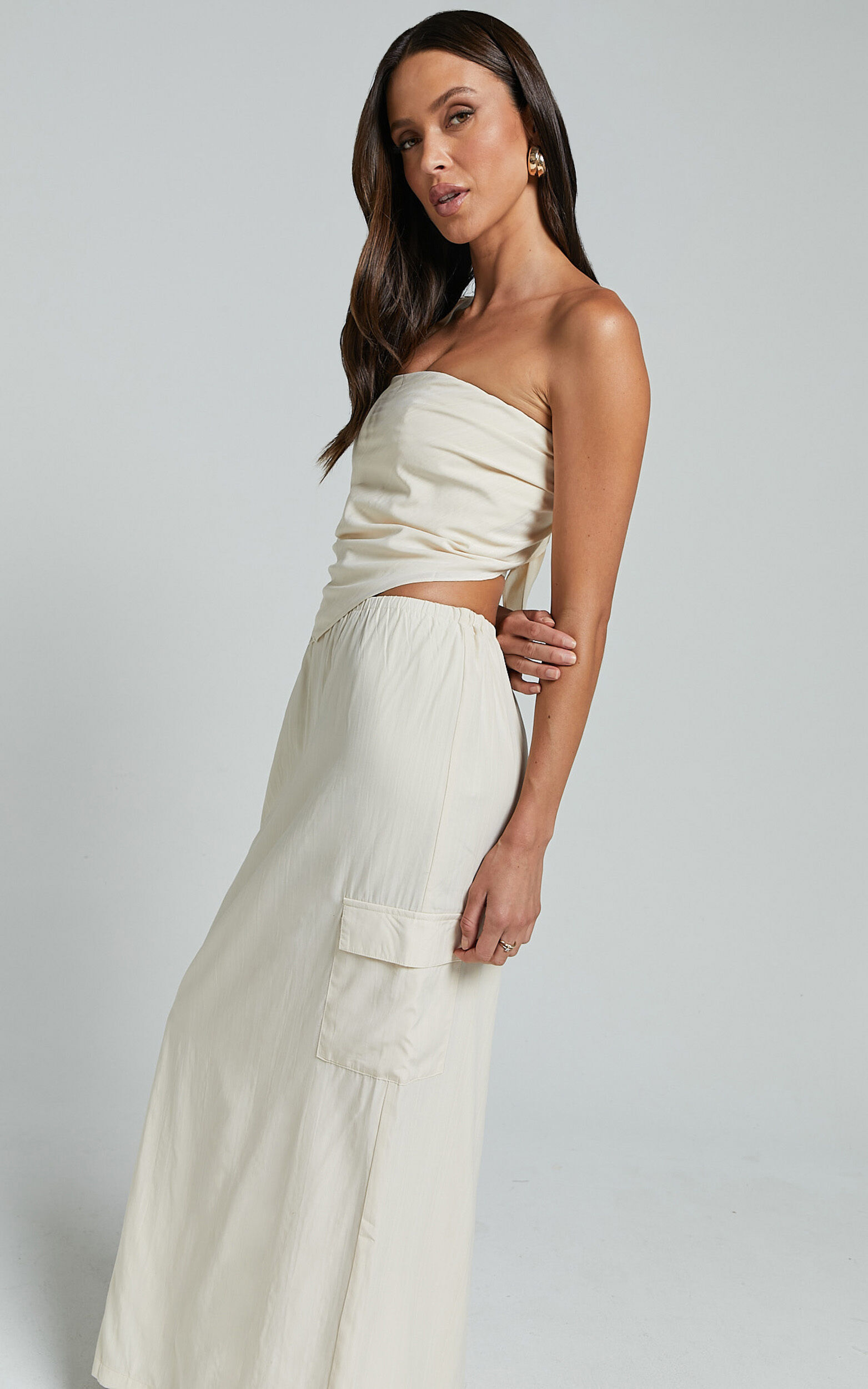 Runaway The Label - Picilo Long Maxi Skirt in Stone