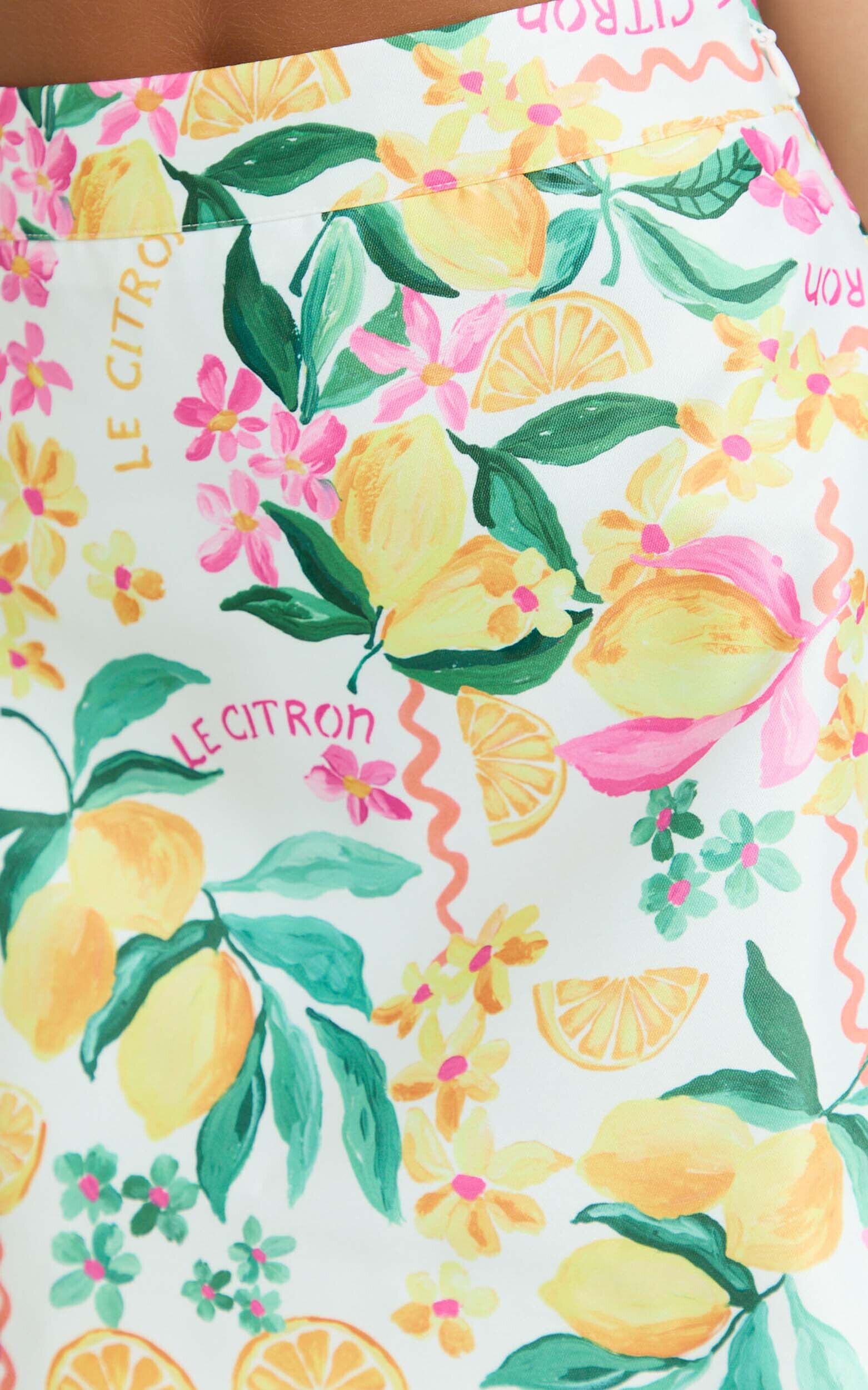 Janice Mini Skirt - High Waisted A-line Skirt in Le Citron