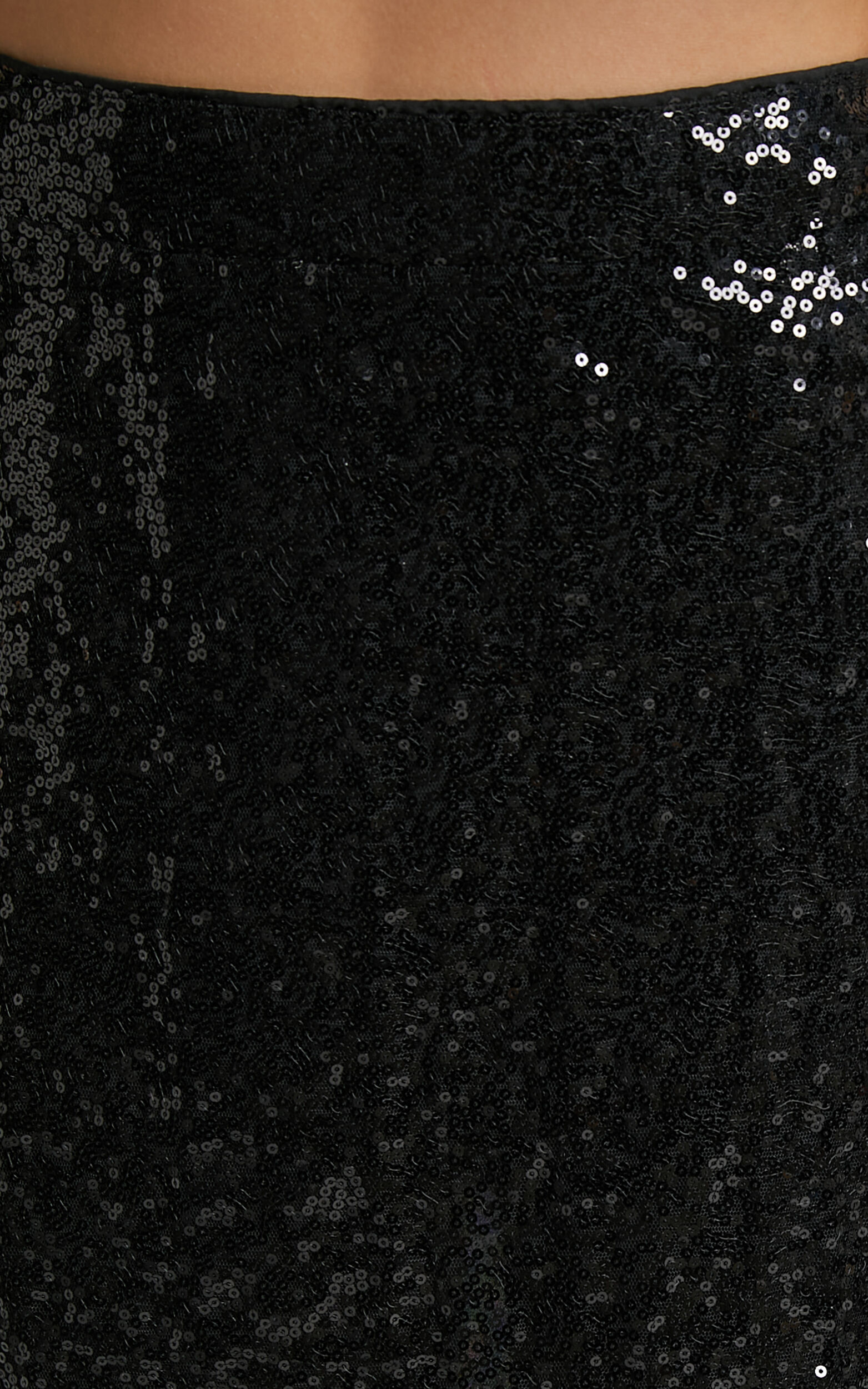 Elswyth Top - Strappy Sequin Crop Cami Top in Black Sequin