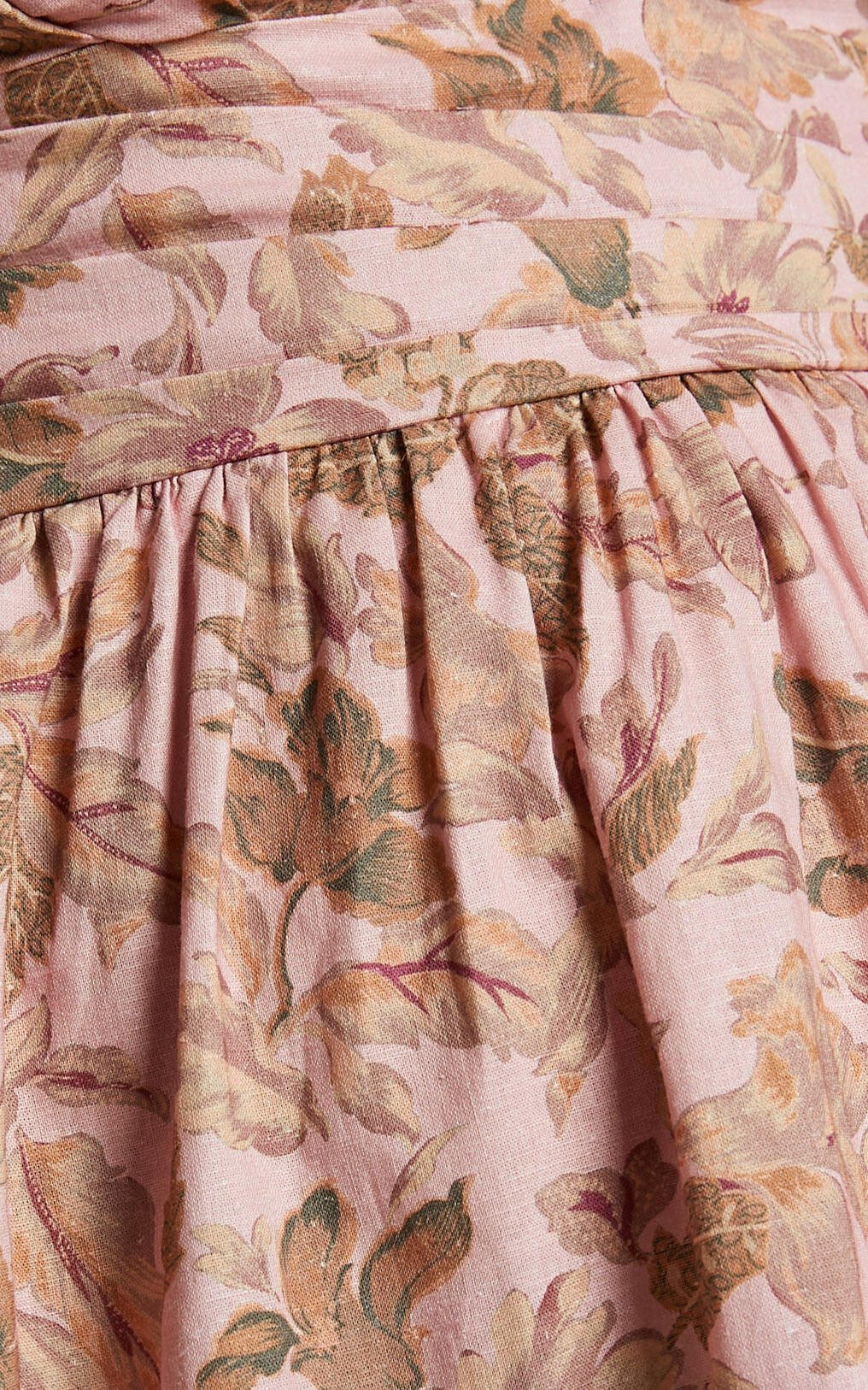 Amalie The Label - Rivinna Linen Blend Pleat Waist Puff Sleeve Mini Dress in Vahala Print