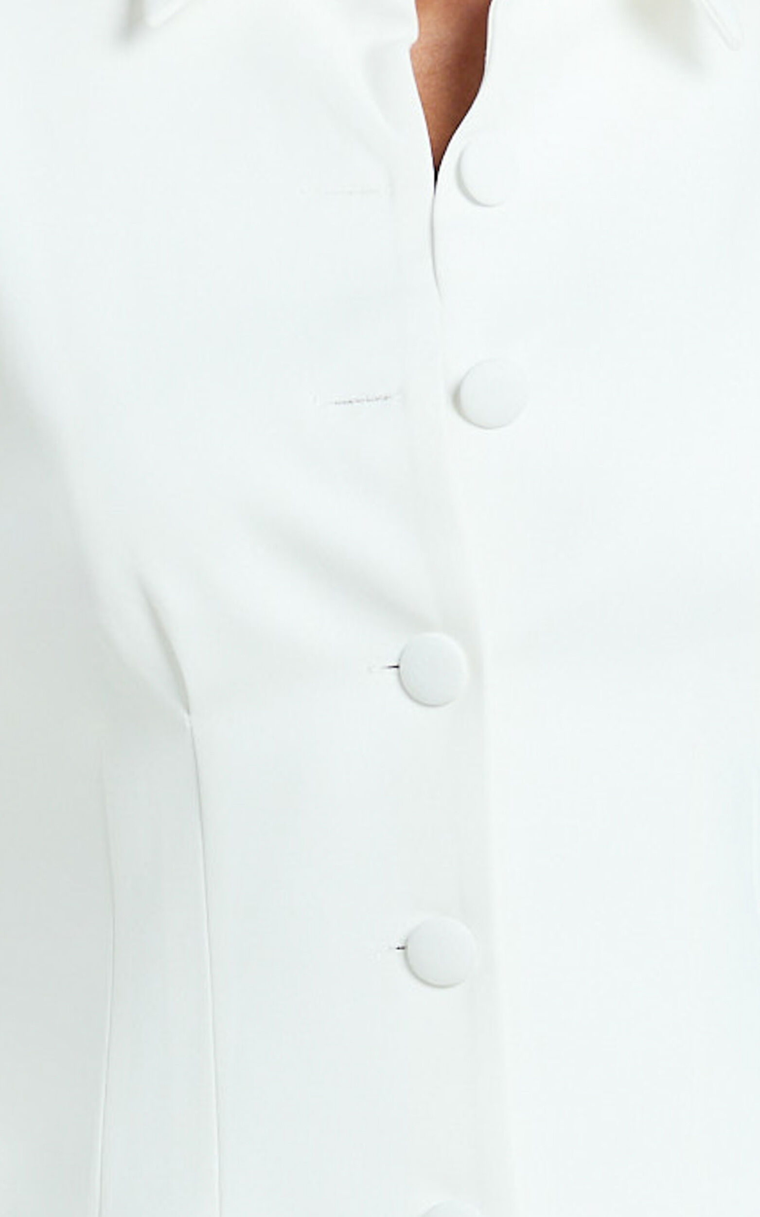 Thelma Mini Dress - Button Front Pleat Waist Tulip Skirt Shirtdress in White