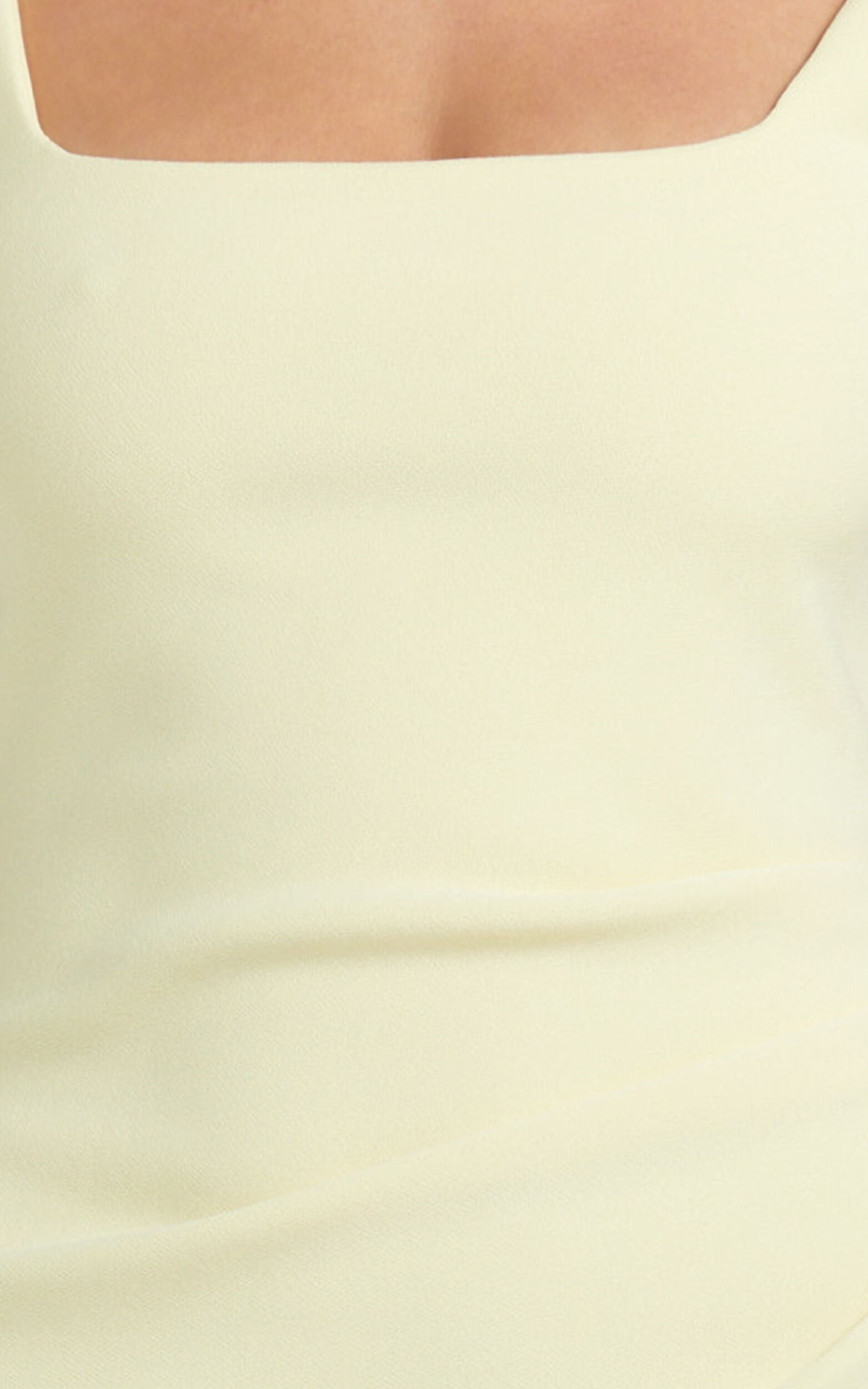 Tessa Maxi Dress - Square Neck Ruched Side Bodycon Dress in Lemon