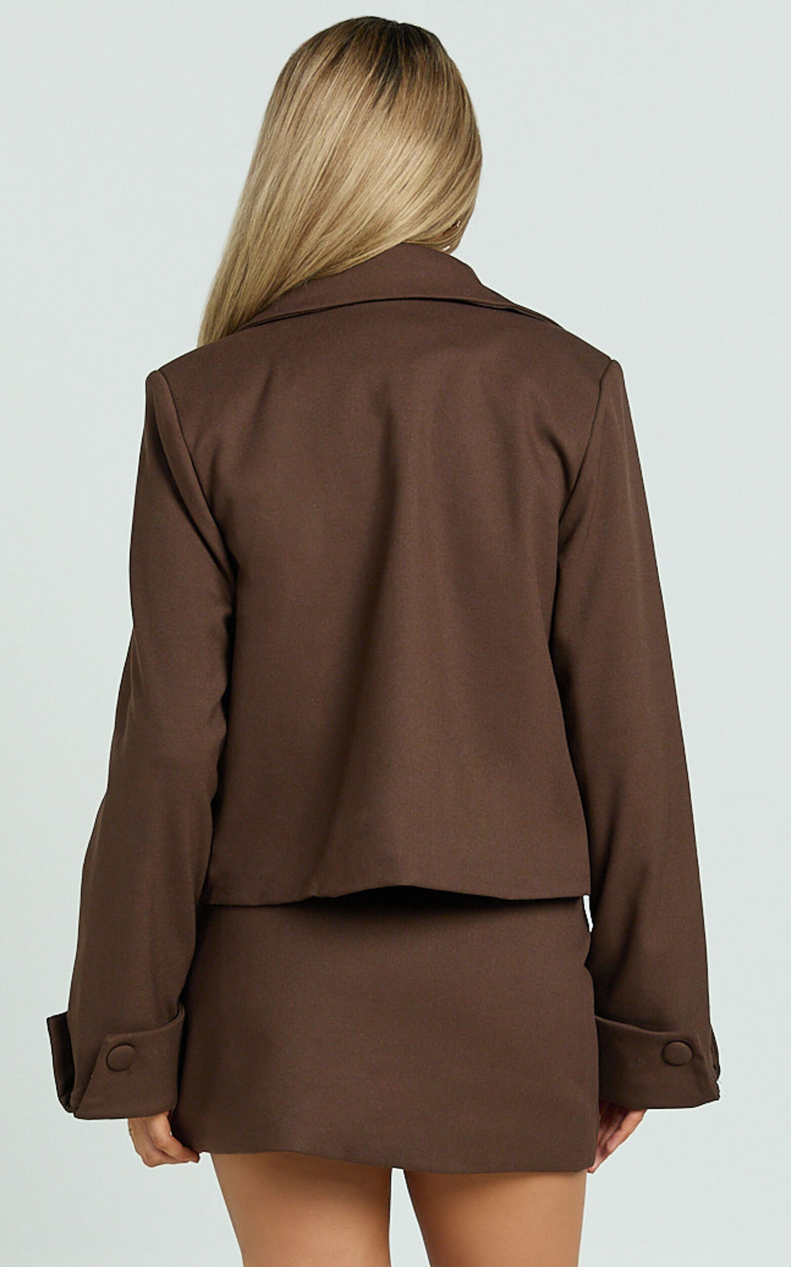 Yvette Jacket - Button Down Collared Jacket in Chocolate