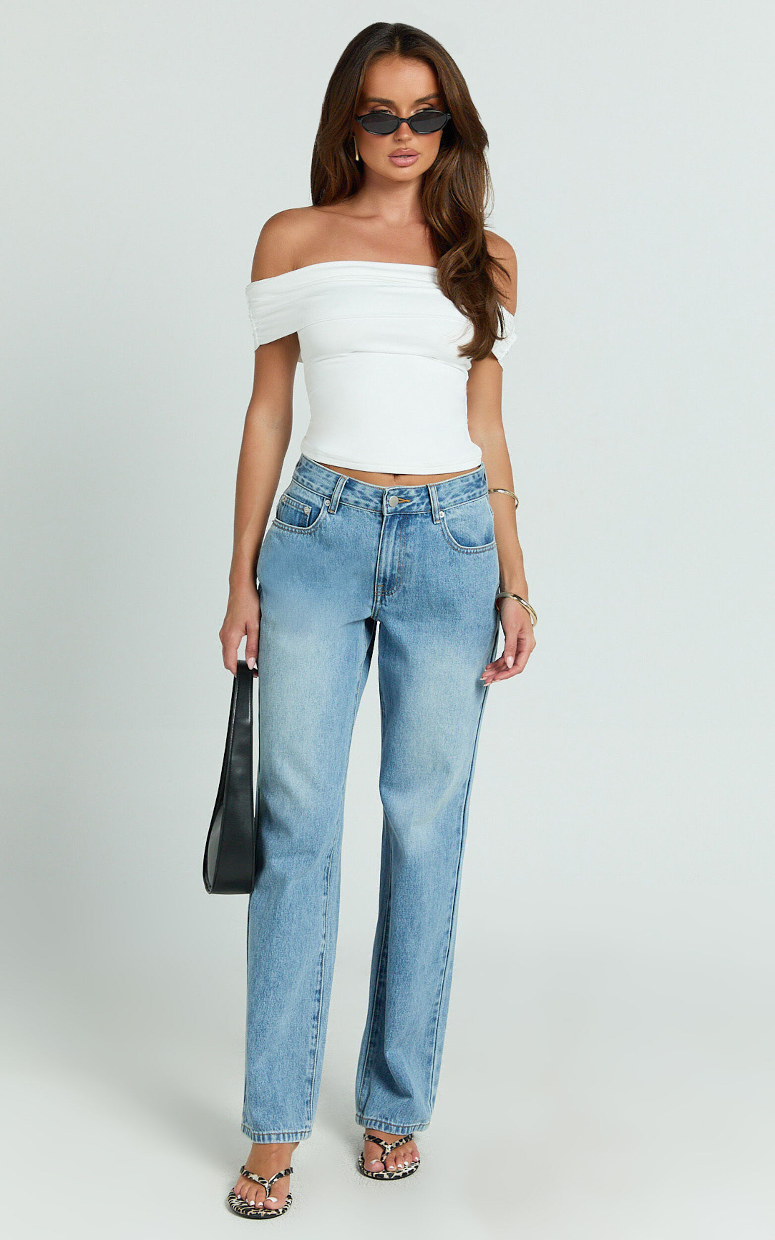 Demi Top - Off Shoulder Short Sleeve Top in White