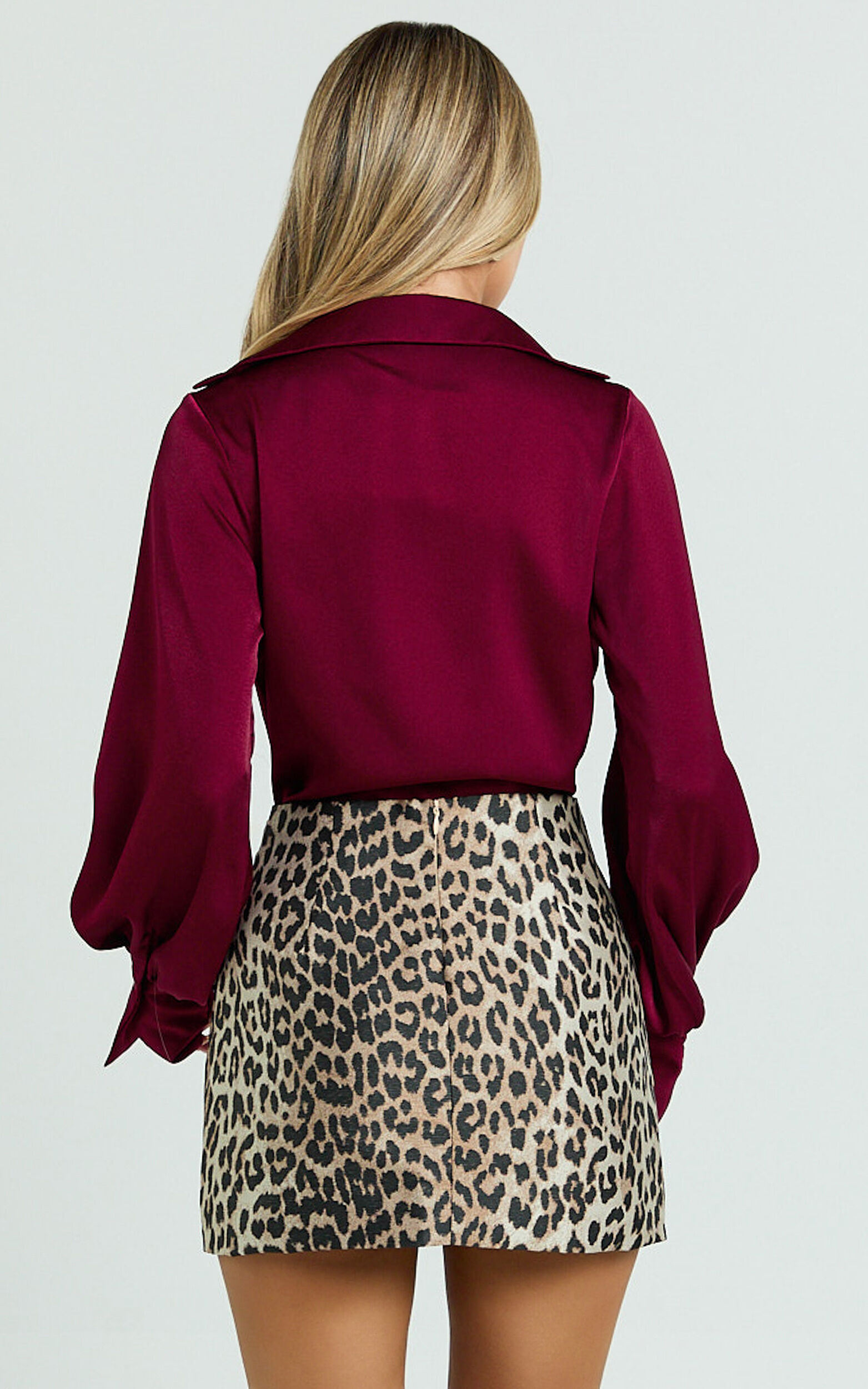 Zephyr Bodysuit - Plunge Neck Cowl Bodysuit in Wine