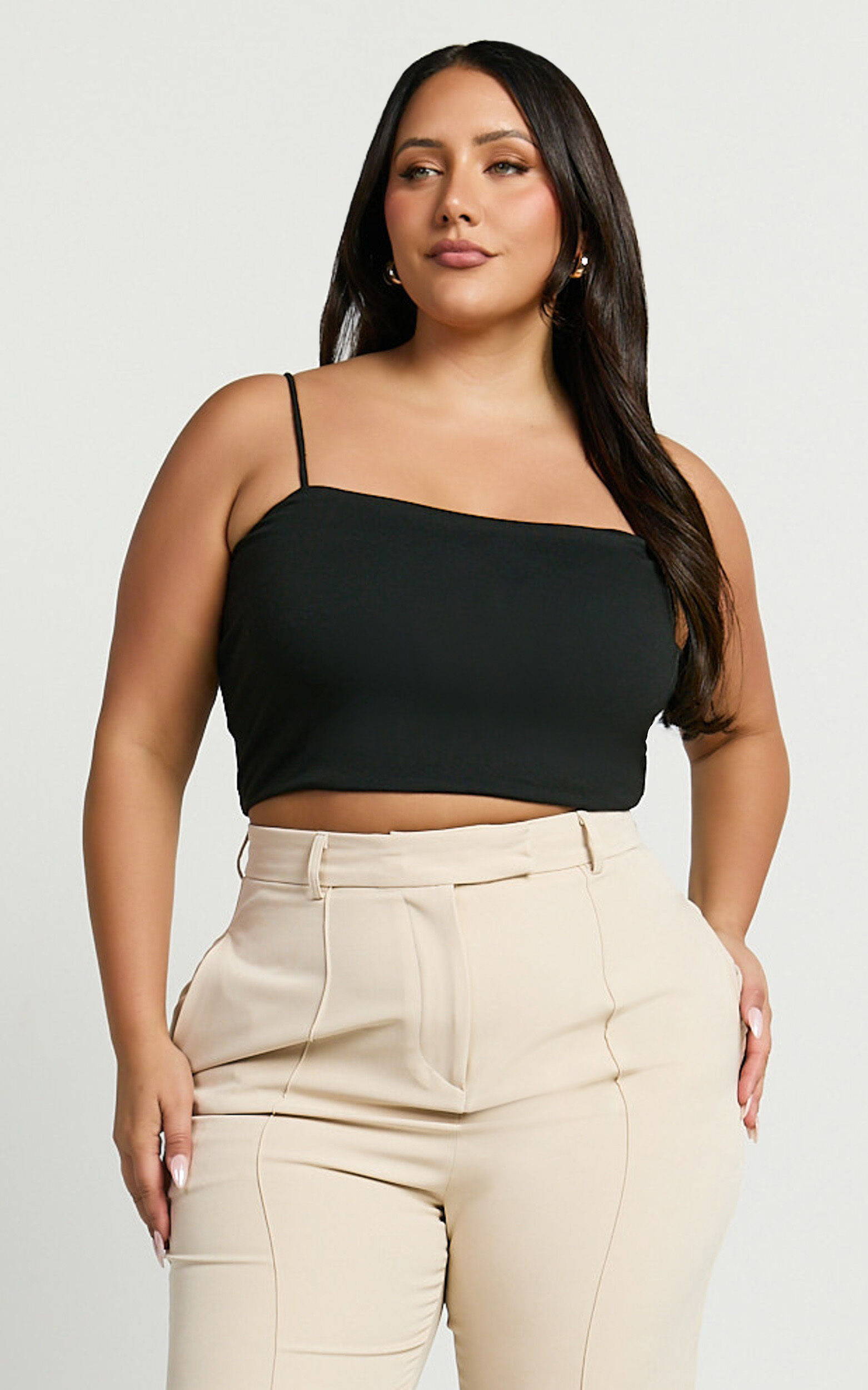 Modern Gal Top - Jersey Cami Crop Top in Black