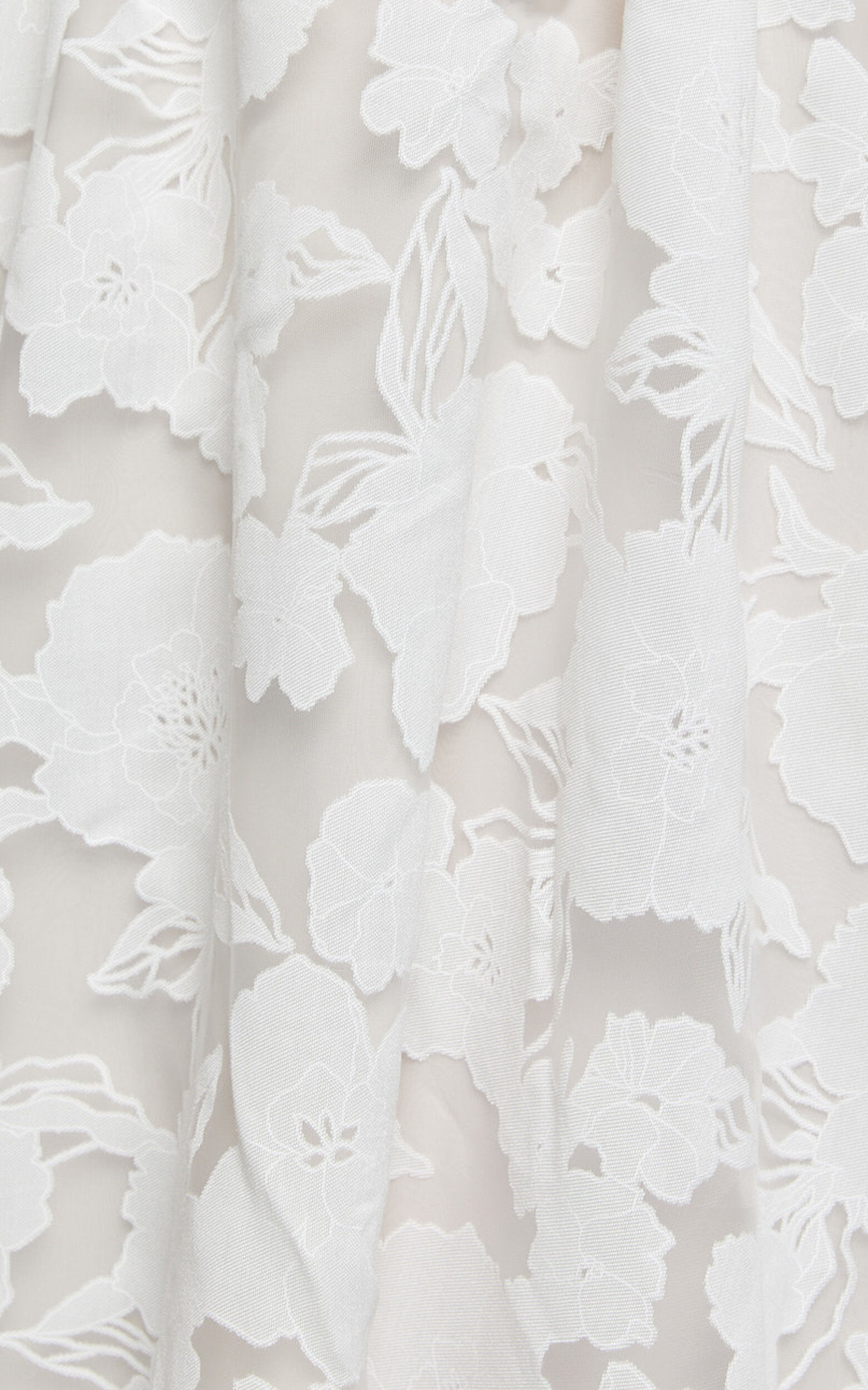 Philine Midi Dress - Jacquard Plunge Fit and Flare Dress in White