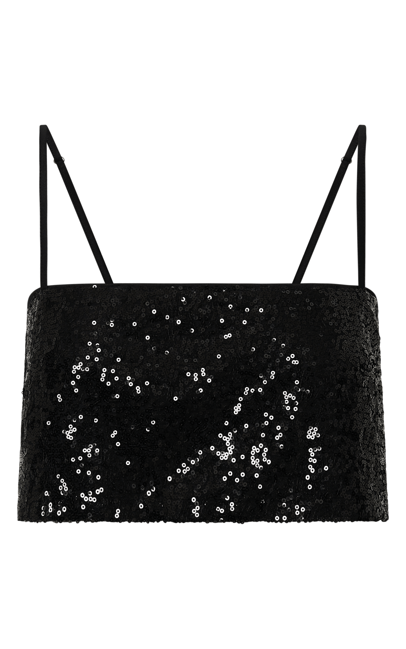 Elswyth Top - Strappy Sequin Crop Cami Top in Black Sequin