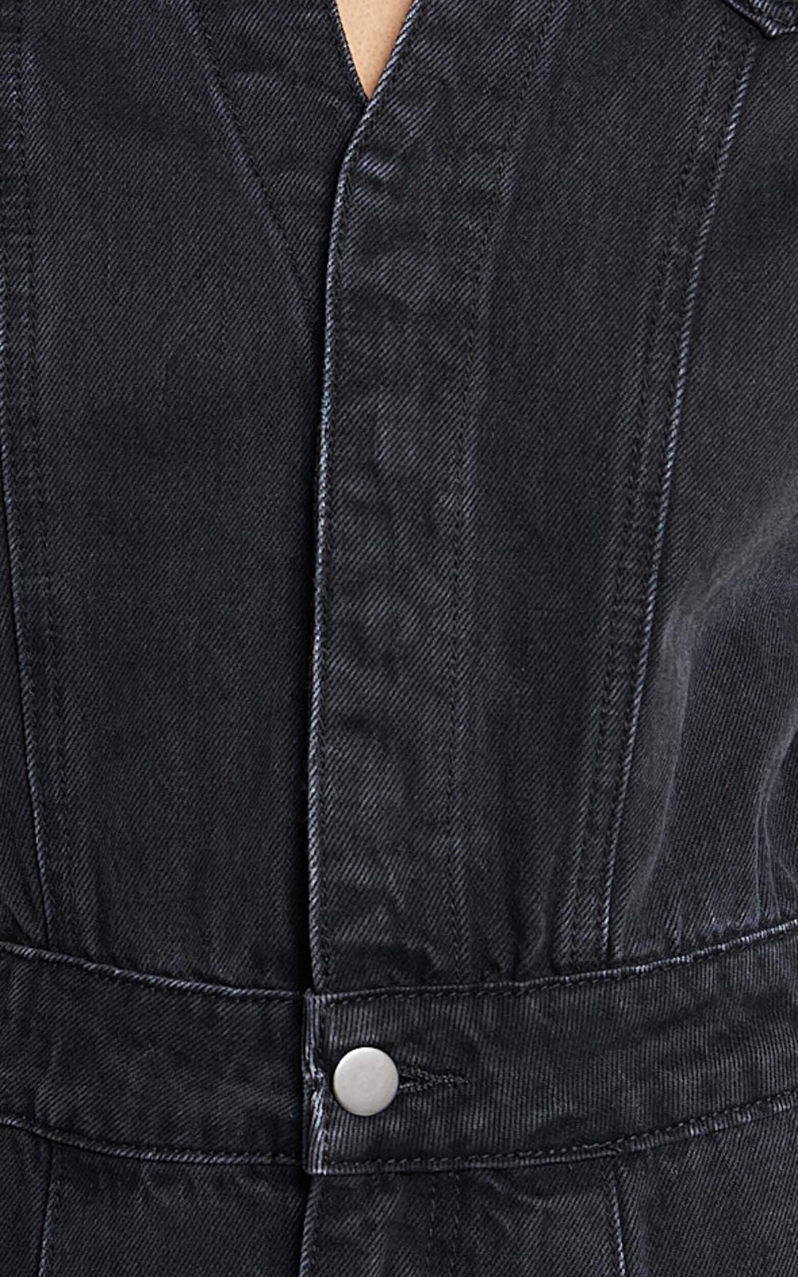 Jordyn Jumpsuit - Short Sleeve Collared Button Through Denim Jumpsuit in Black Wash