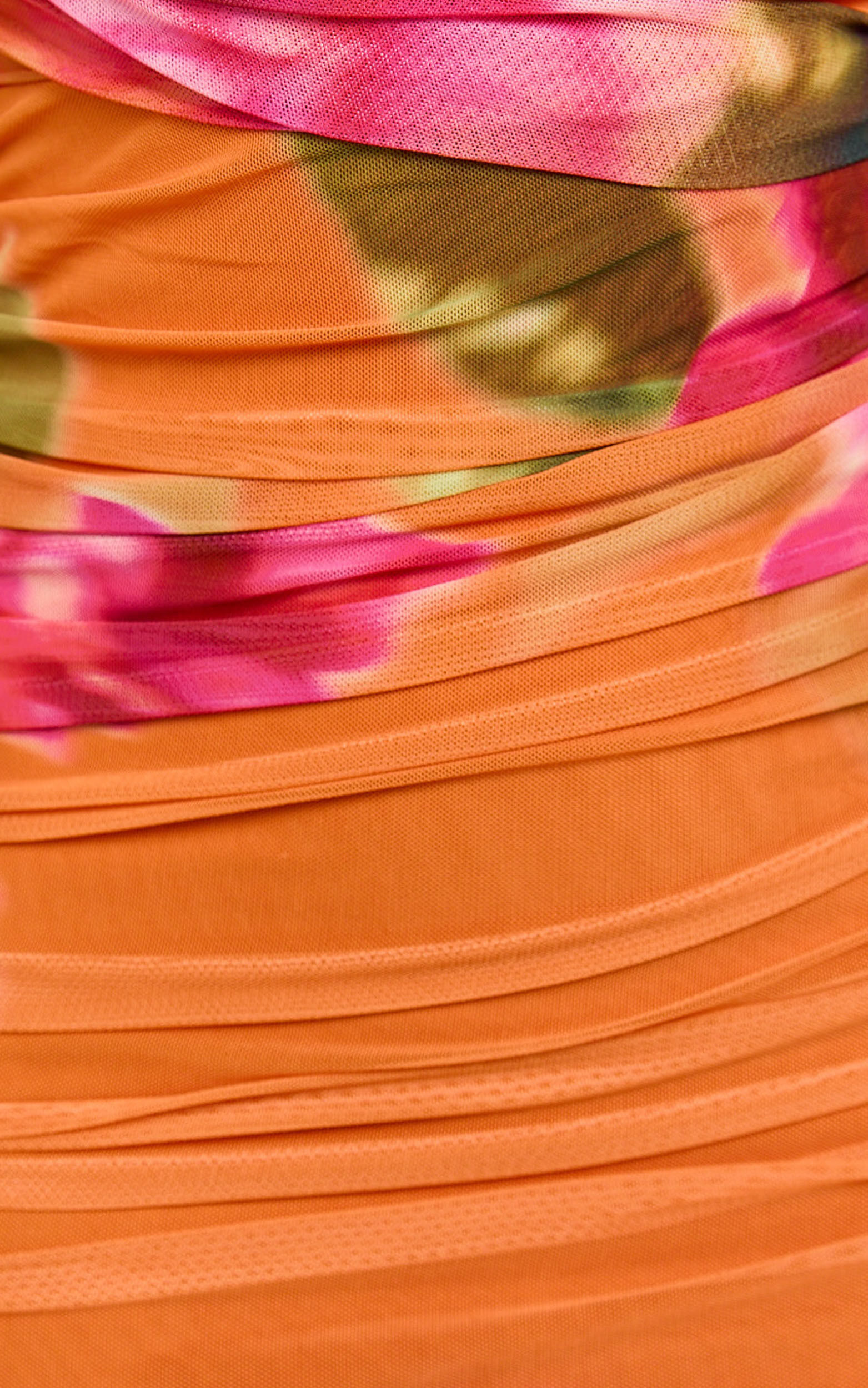 Theadore Mini Dress - Strapless Ruched Bodycon Dress in Tropical Sunset