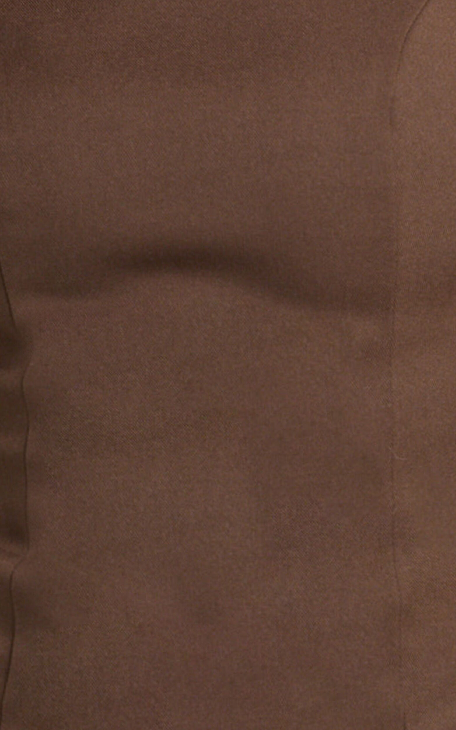 Yvette Top - High Neck Open Back Wool Look Top in Chocolate