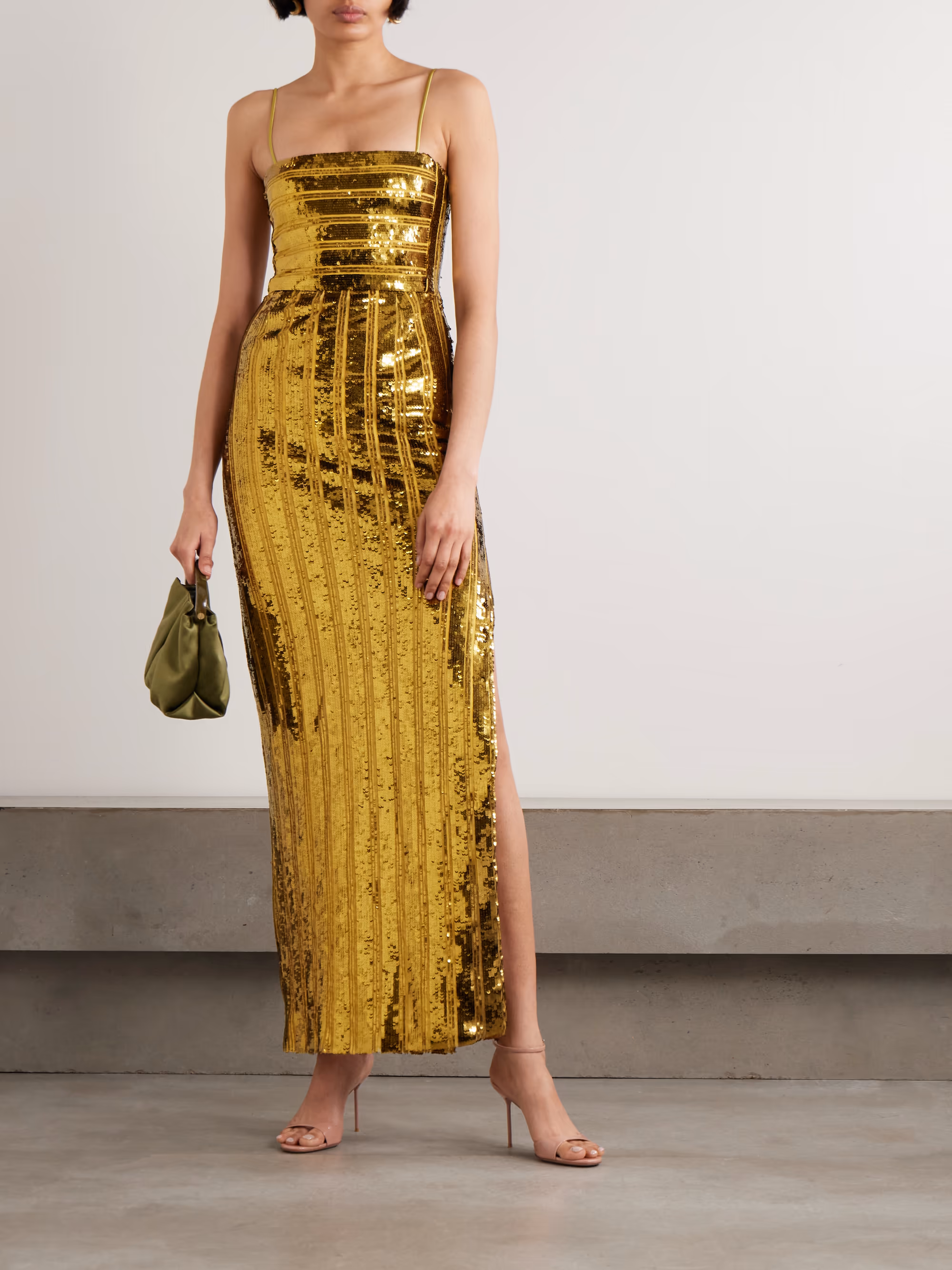 Stargaze striped sequined tulle maxi dress