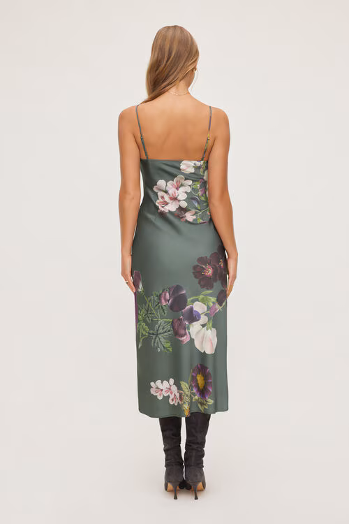 Aimee V Neck Maxi Dress-Dark Flowers