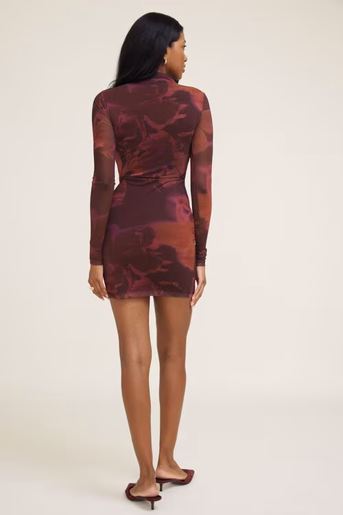 Alaia Shirred Mesh Mini Dress