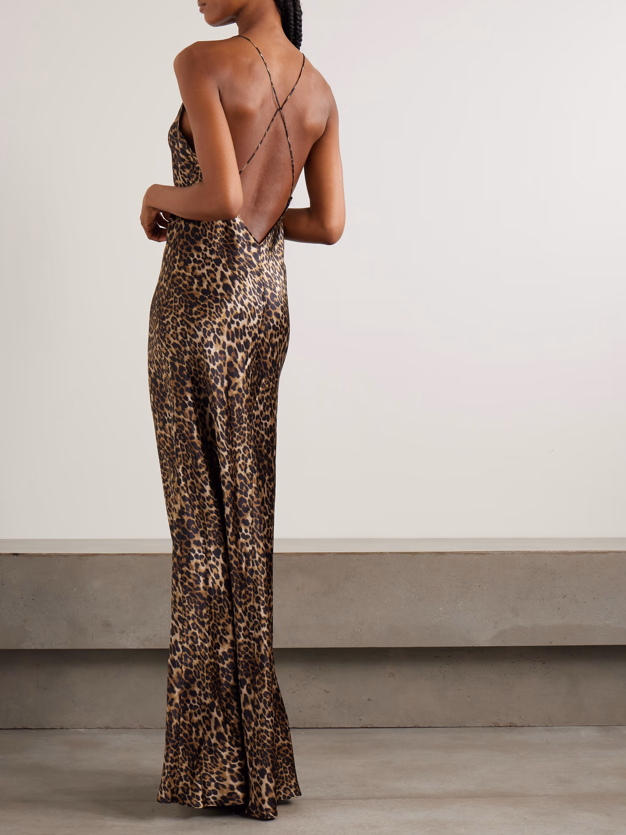 Ira leopard-print silk-charmeuse gown