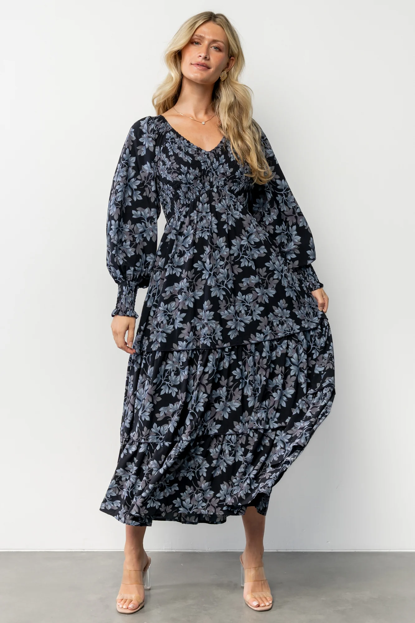 Rayna Smocked Dress | Midnight + Blue Floral