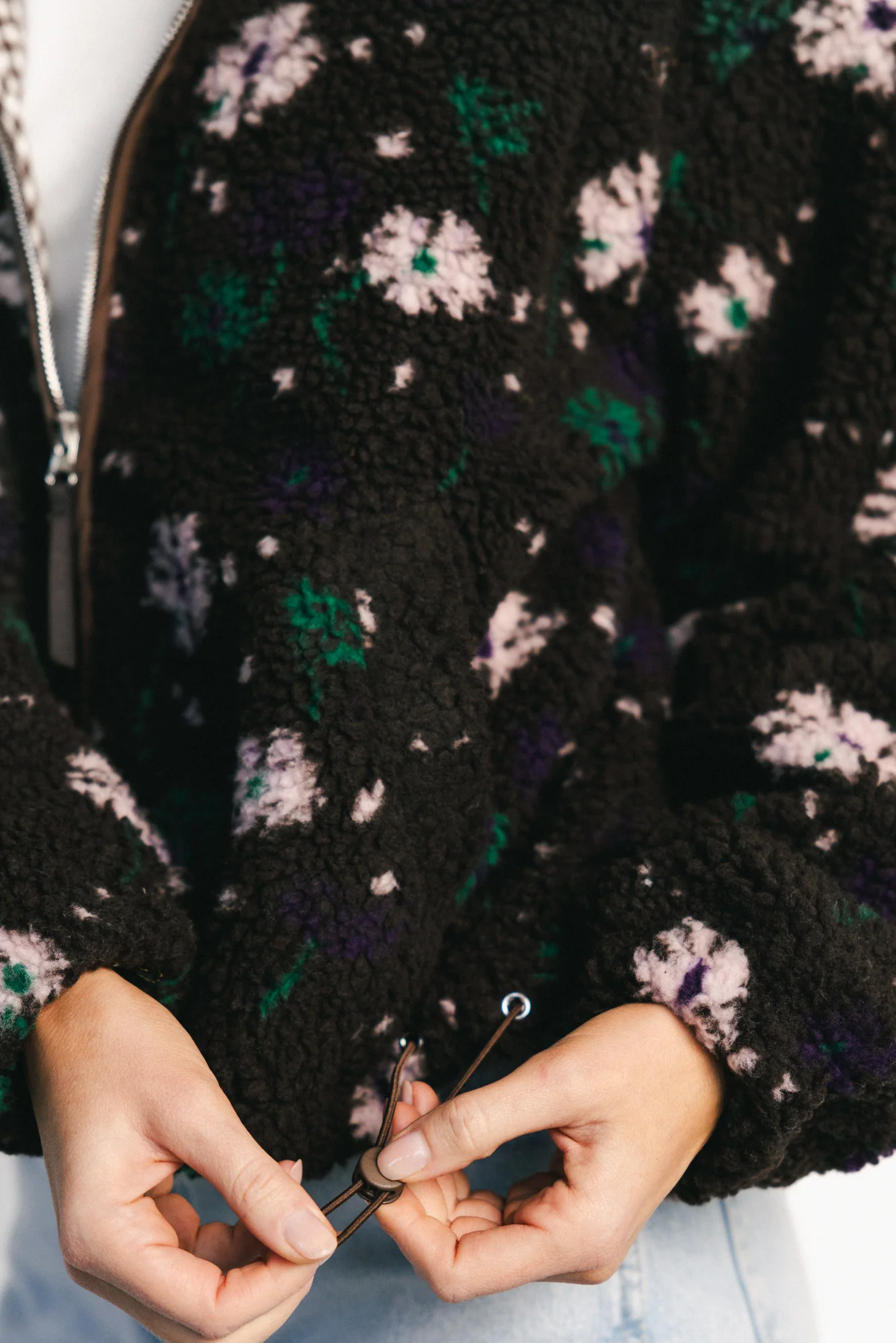 Paige Sherpa Jacket | Brown Floral