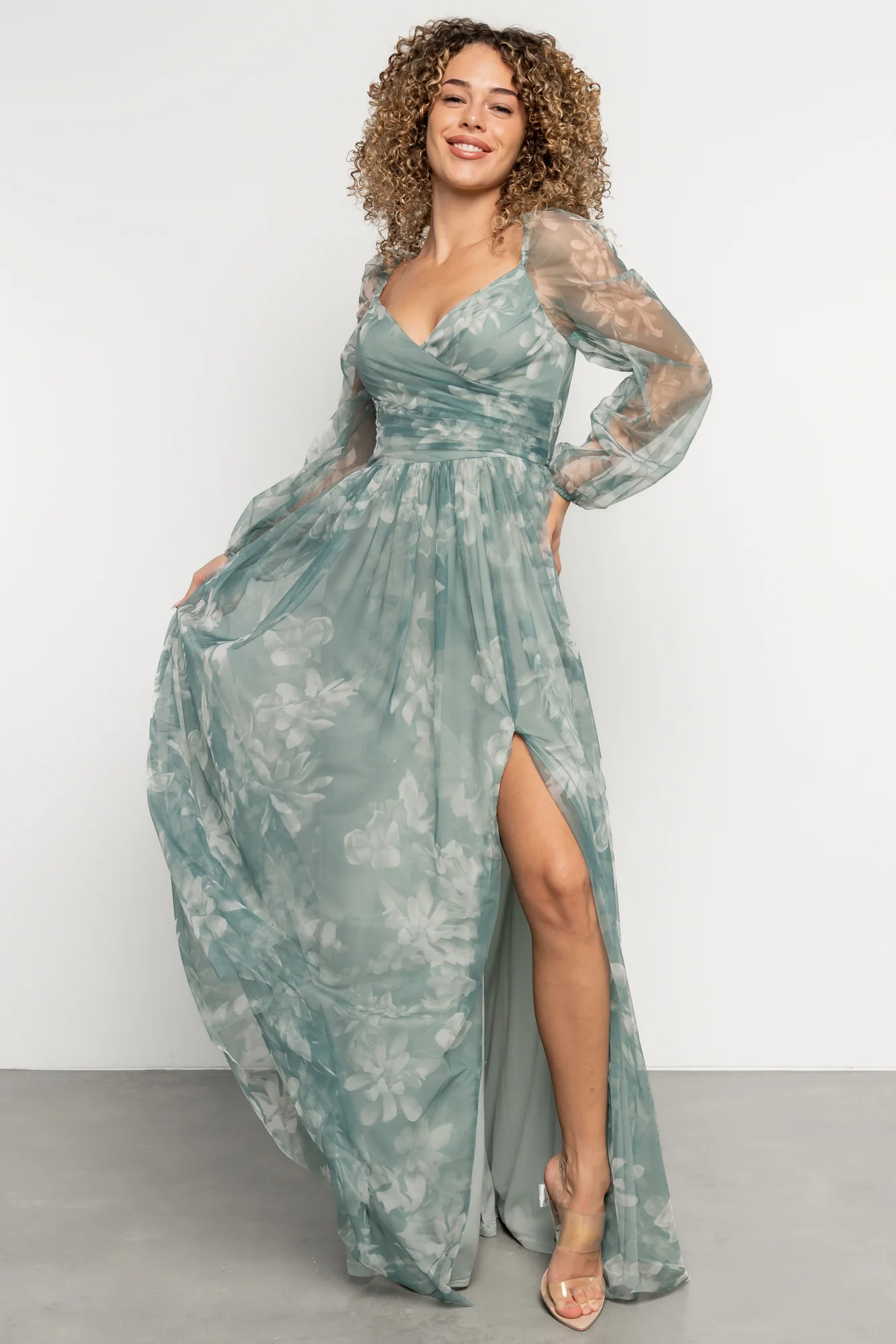 Nara Tulle Maxi Dress | Dusty Green Floral