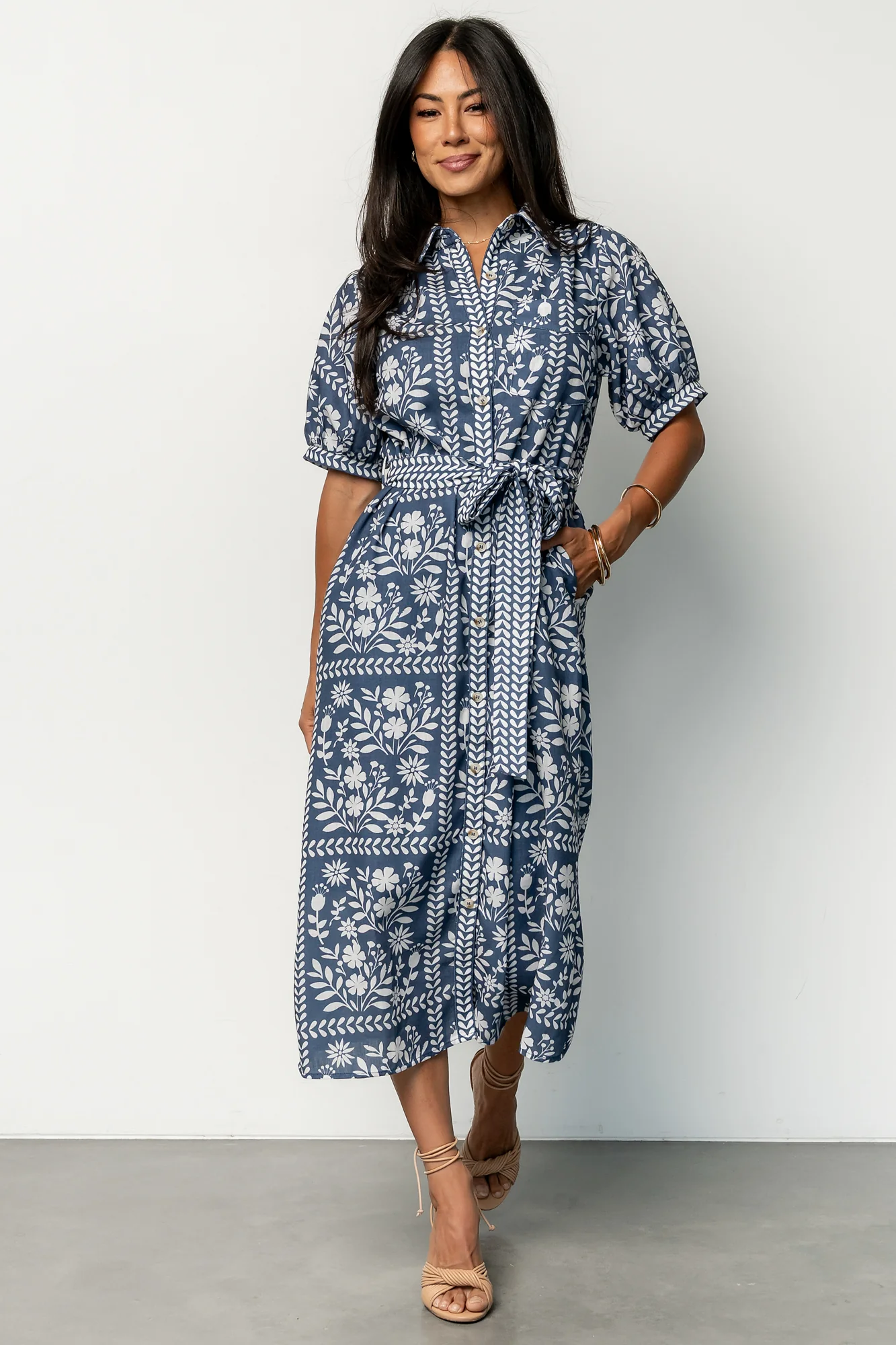 Karla Midi Dress | Deep Slate + White Floral