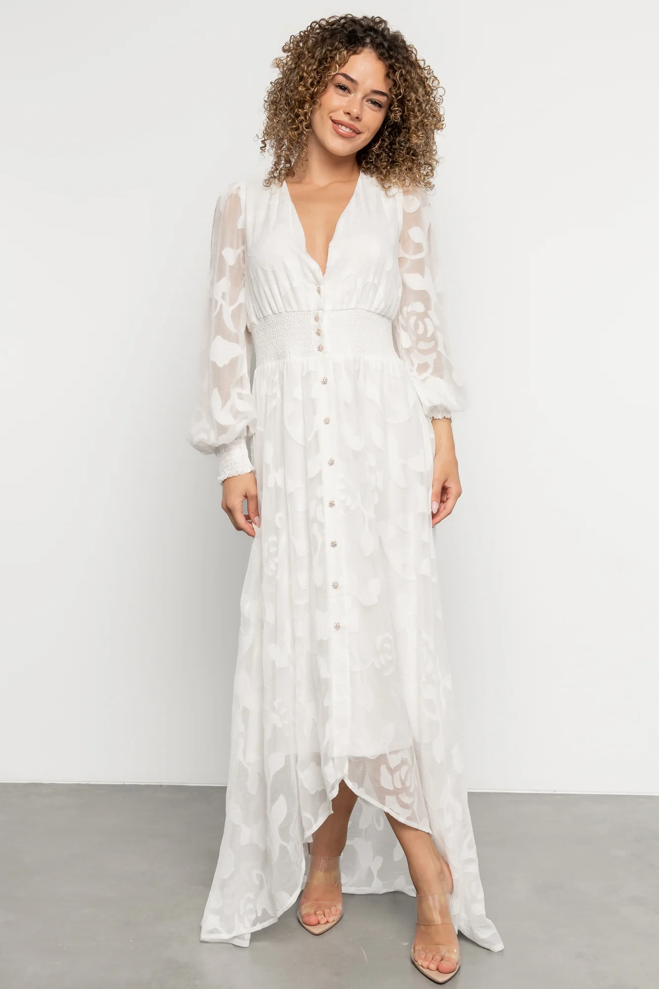 Daniella High Low Maxi Dress | White