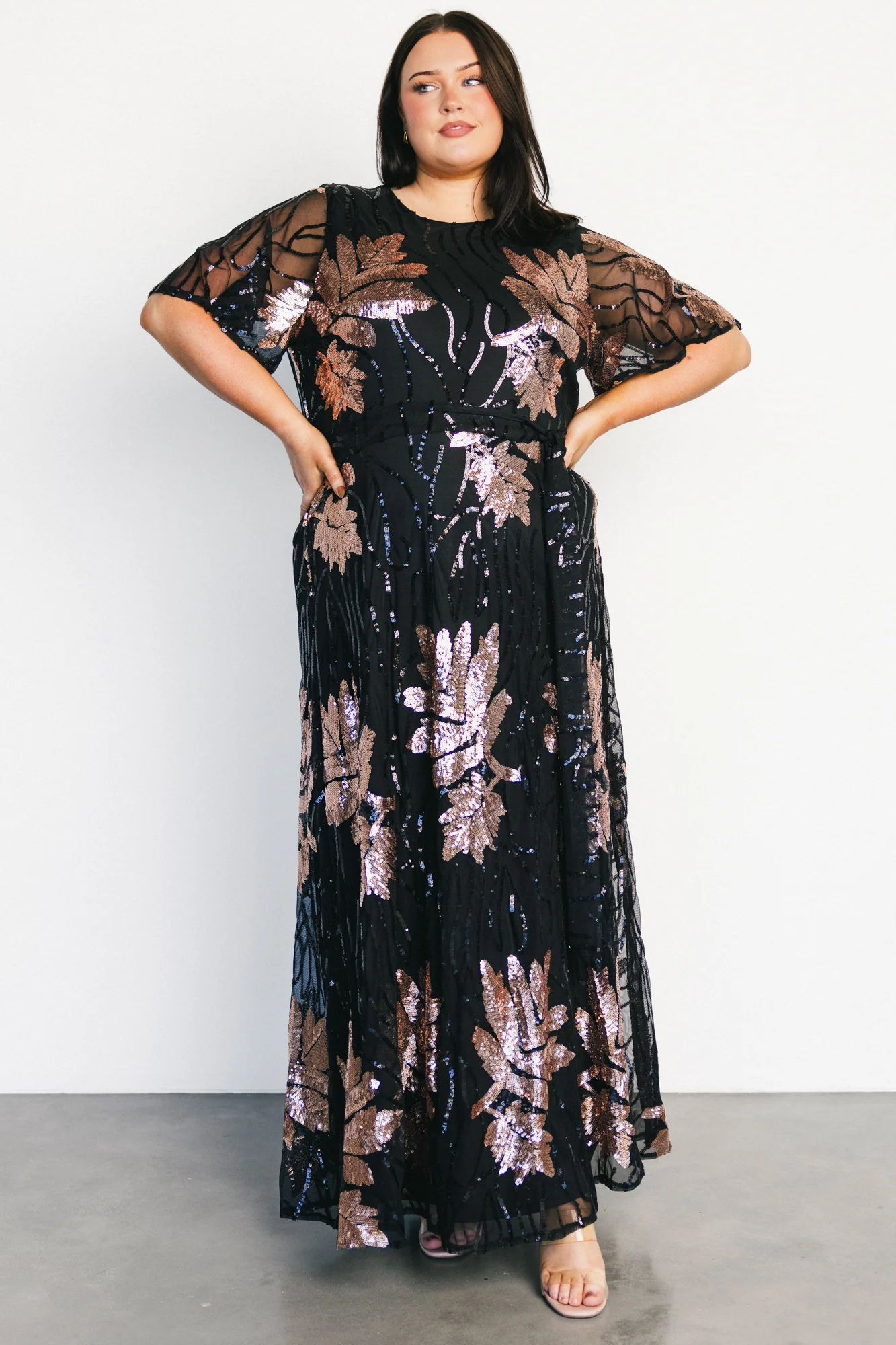 Muse Sequin Maxi Dress | Black + Rose