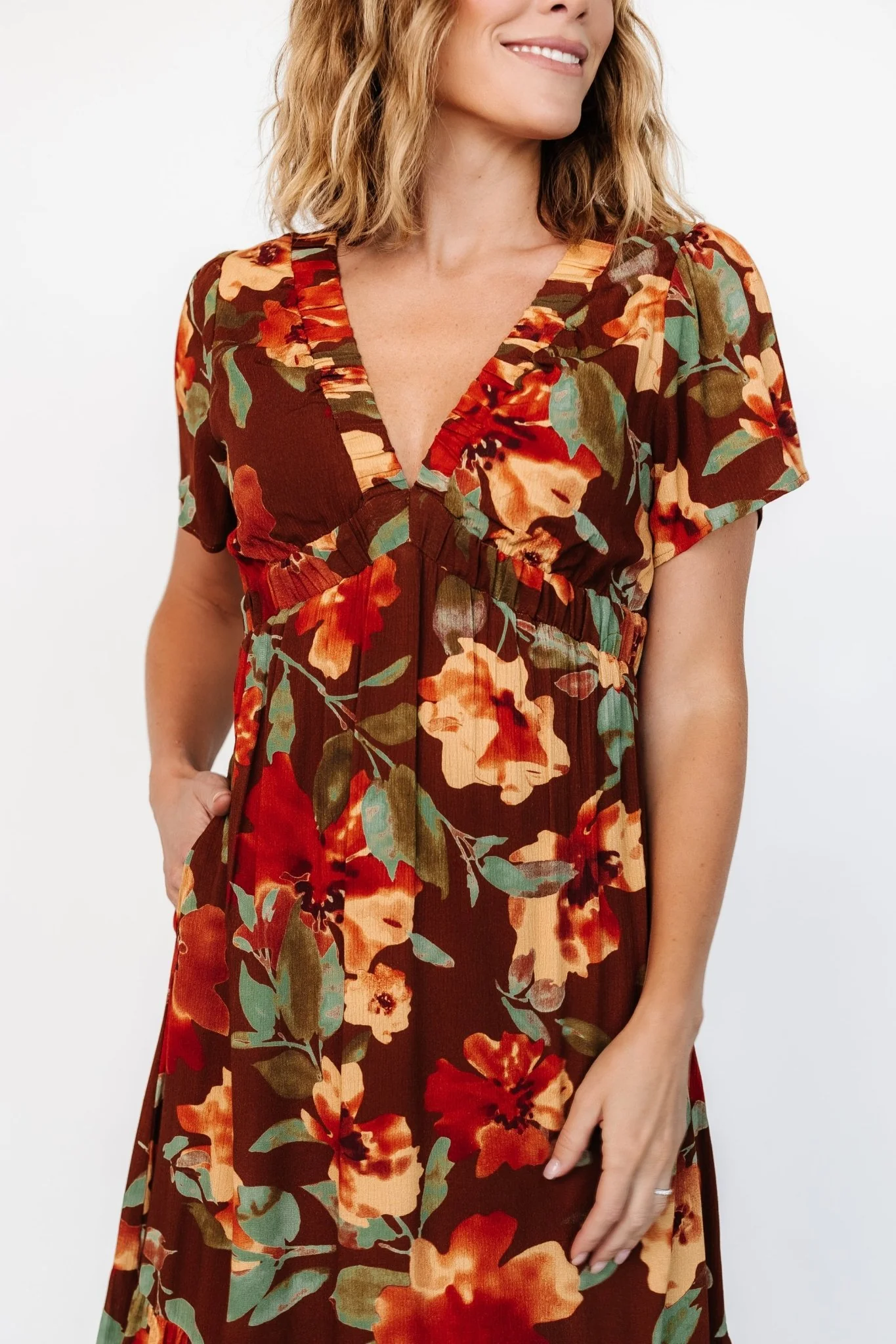 Cassie Short Sleeve Dress | Copper Floral