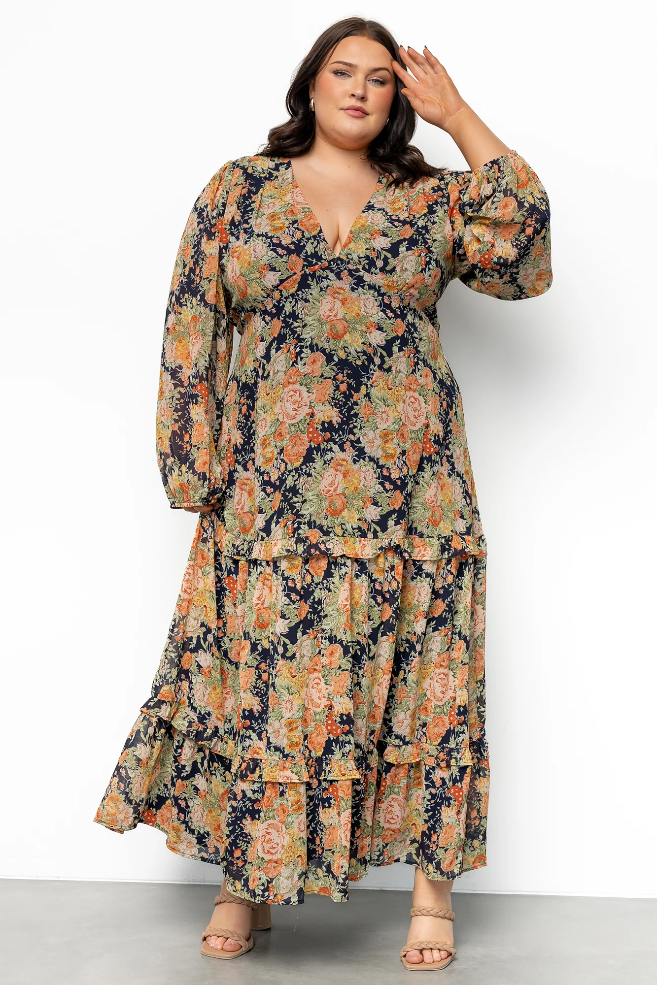 Bowman Deep V Maxi Dress | Navy Floral